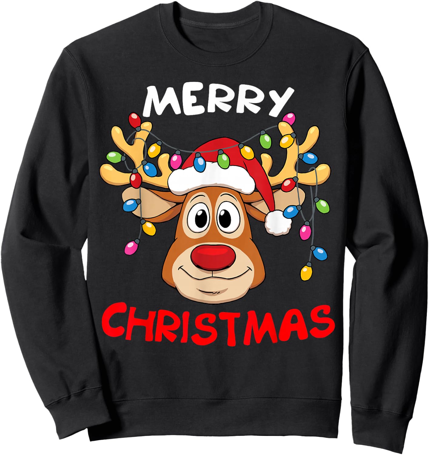 Merry Christmas Reindeer Xmas Family Men Women Sweatshirt - Sweatshirt | Black