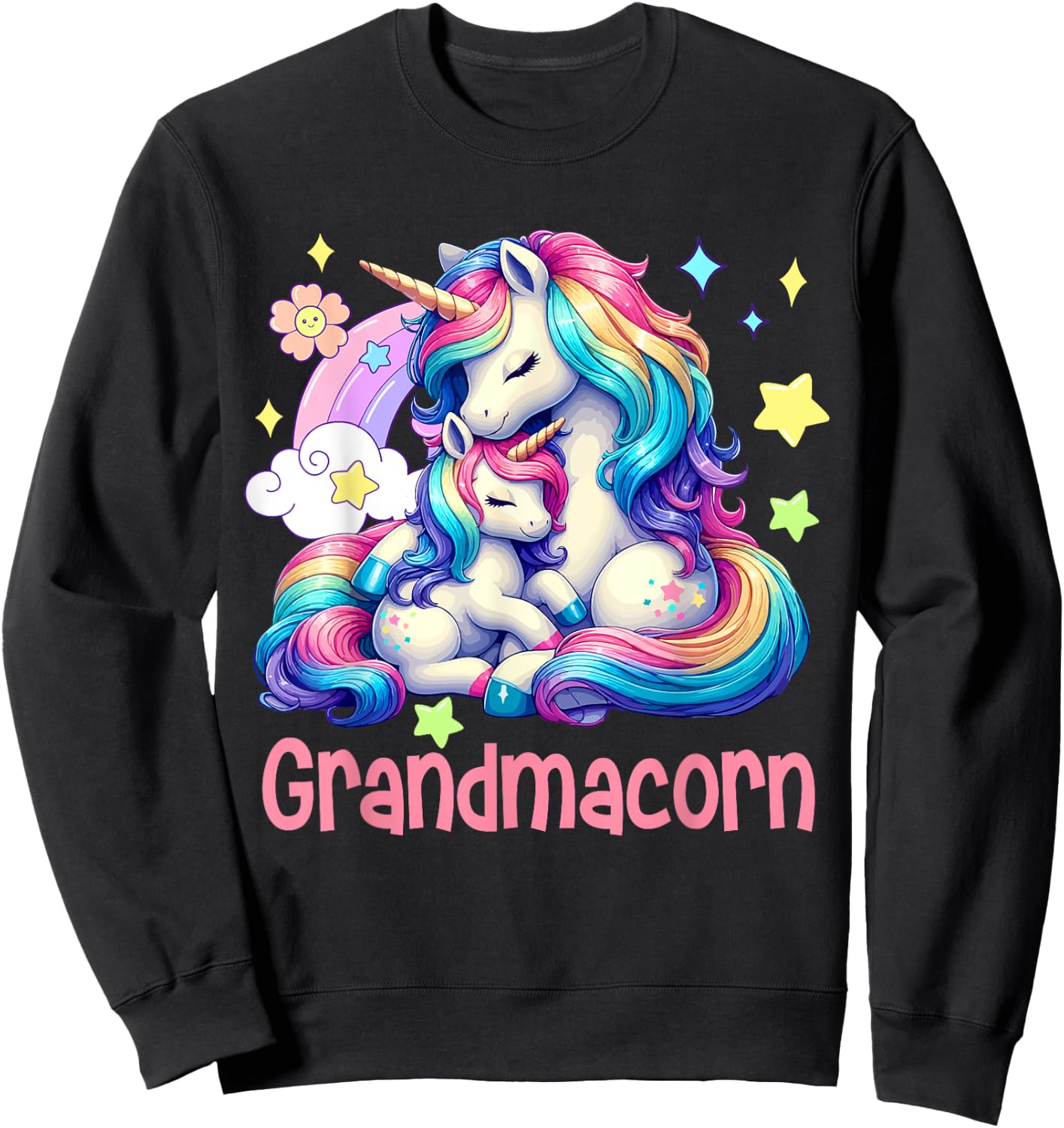 Grandmacorn Mother's Day Grandma Costume Unicorns Lover Sweatshirt - Sweatshirt | Black