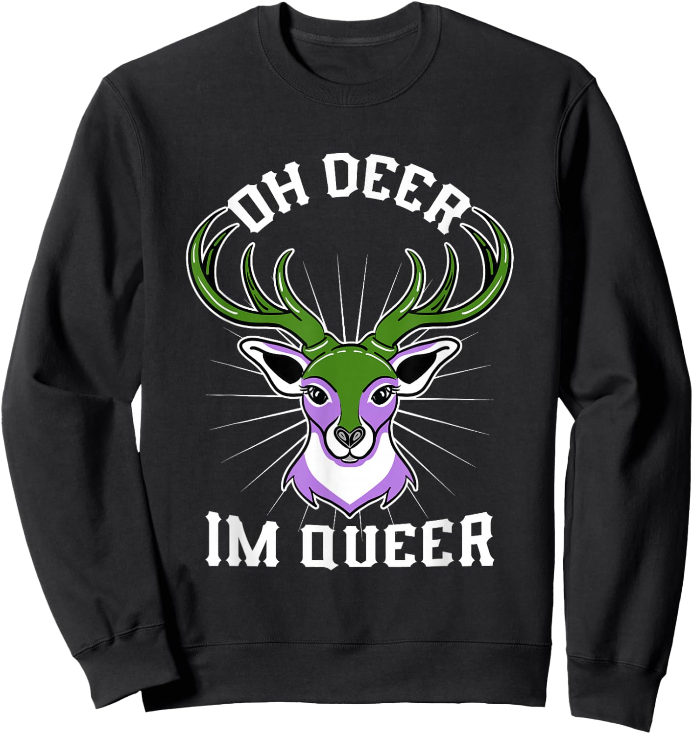 Oh Deer Im Queer Genderqueer Pride Sweatshirt - Sweatshirt | Black