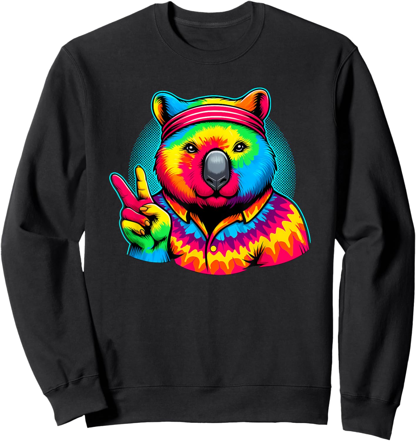 Peace Sign Tie Dye Wombat Sweatshirt - Sweatshirt | Black