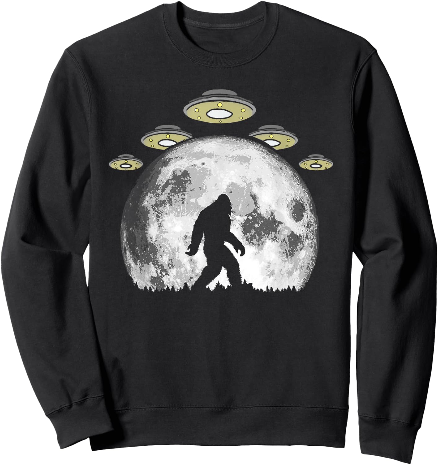 Bigfoot and UFO Armada & Full Moon Sweatshirt - Sweatshirt | Black