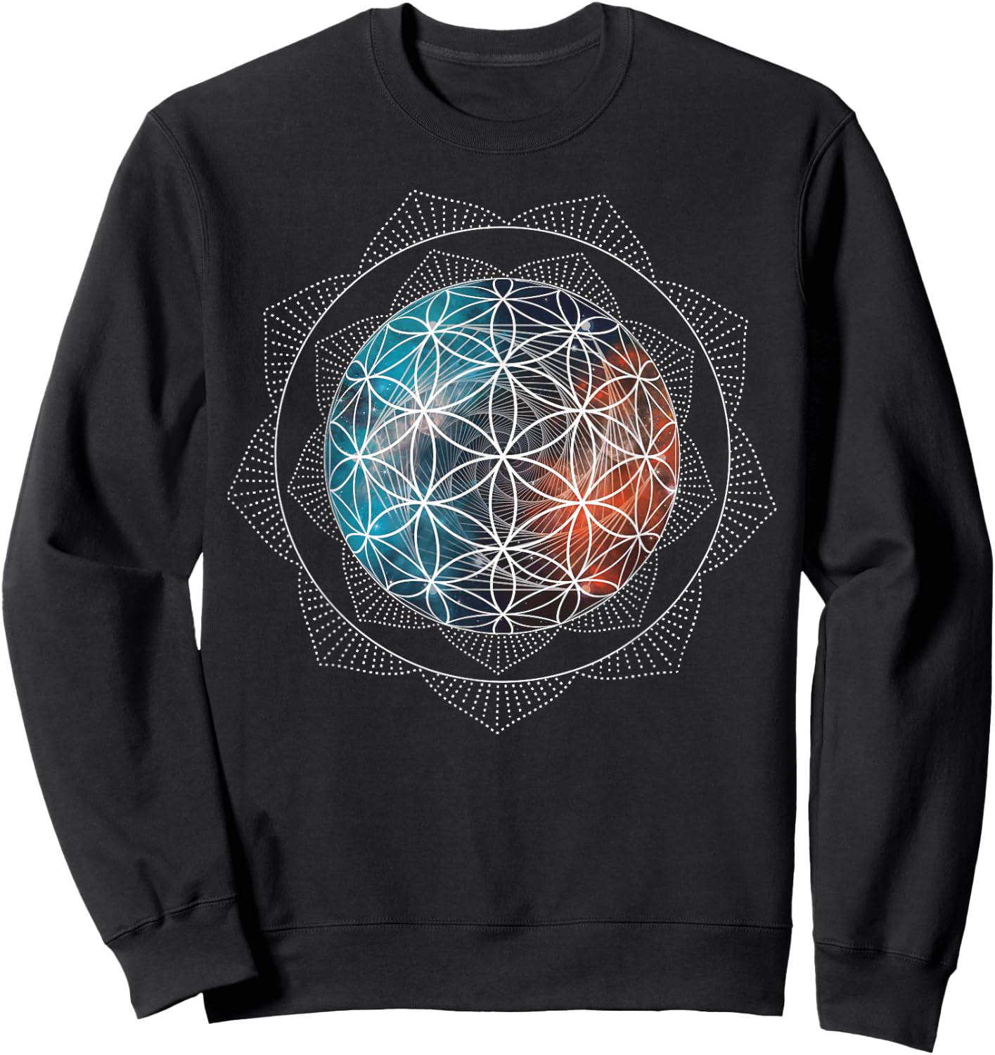 Flower Of Life Sacred Geometry Shirt - Spiritual Yoga Sweatshirt - Sweatshirt | Black