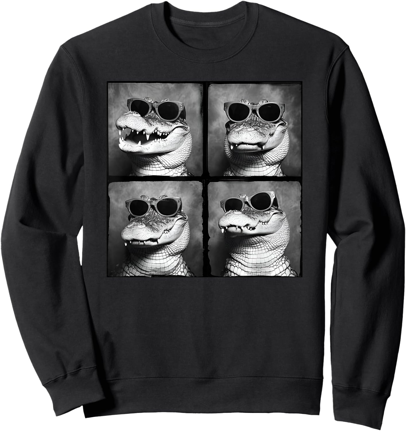 Funny Crocodile In Sunglasses Quirky Alligator Funny Gator Sweatshirt - Sweatshirt | Black