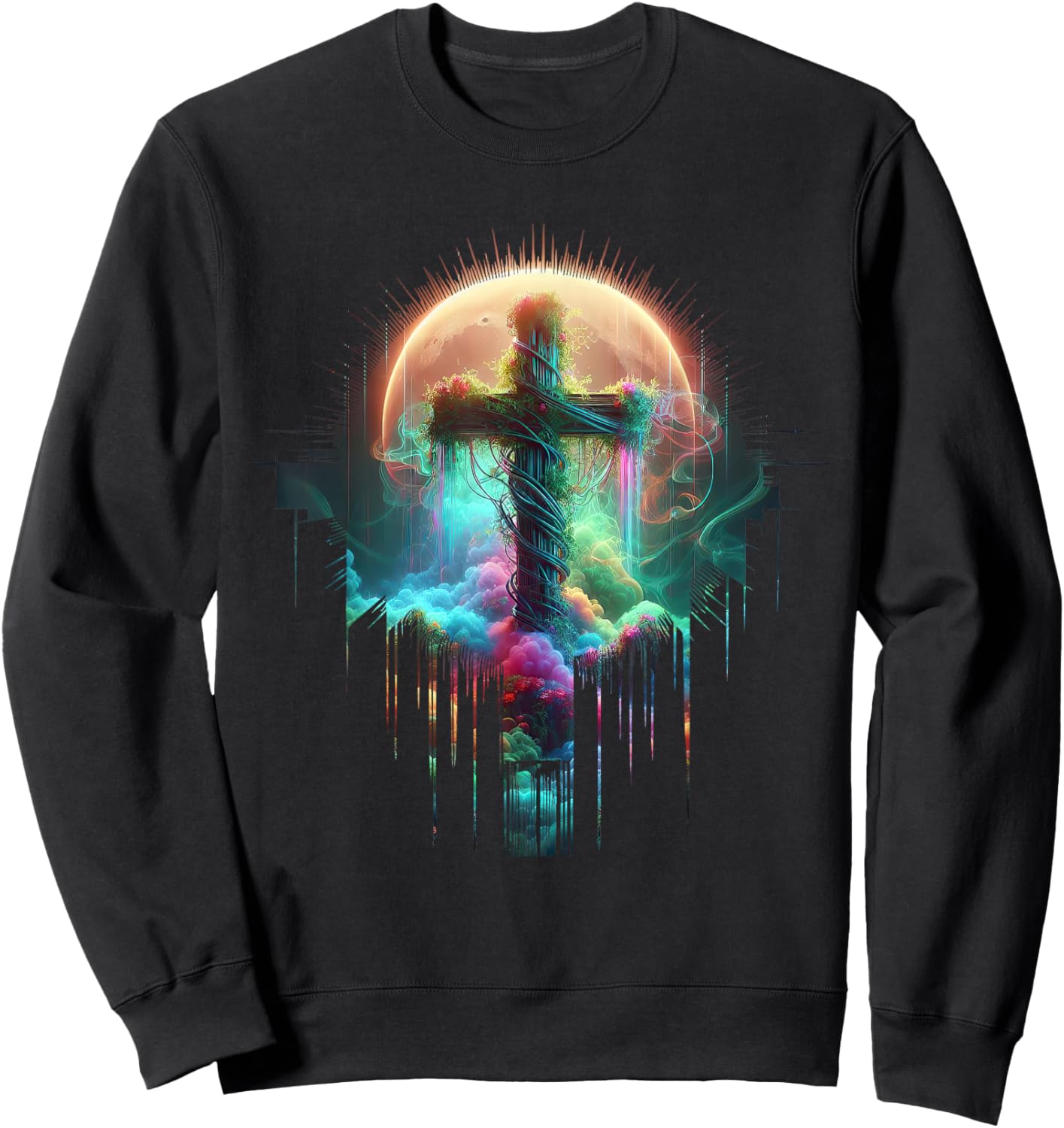 Christian Cross I am the Vine You are the branches Vibrant Sweatshirt - Sweatshirt | Black