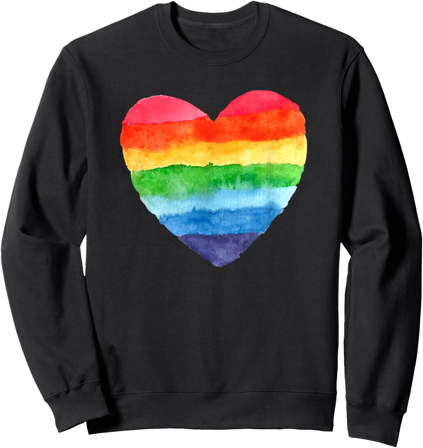 Heart Rainbow Watercolor Cute Sweatshirt - Sweatshirt | Black
