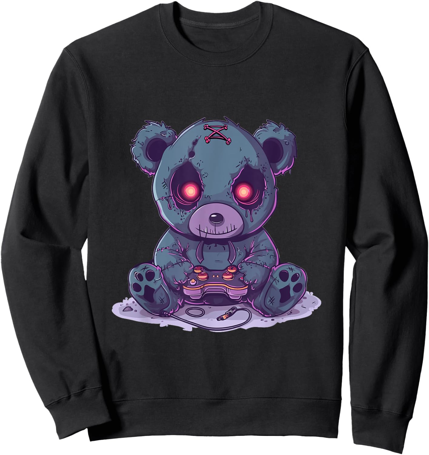 Goth Pastel Cute Creepy Kawaii Gamer Teddy Bear Gaming Sweatshirt - Sweatshirt | Black