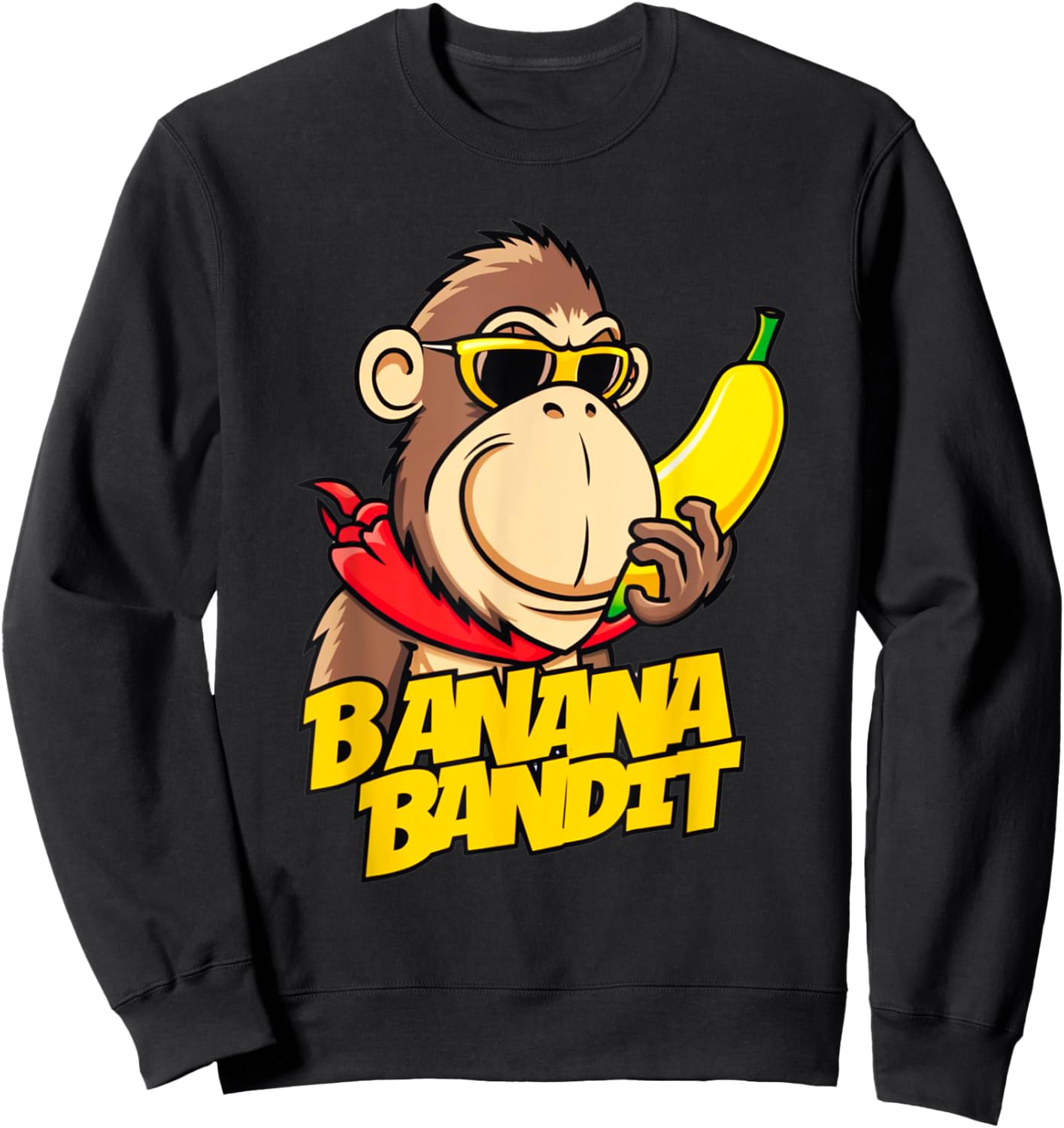 Funny Banana Bandit Foodie Monkey Gift Women Kids Sweatshirt - Sweatshirt | Black