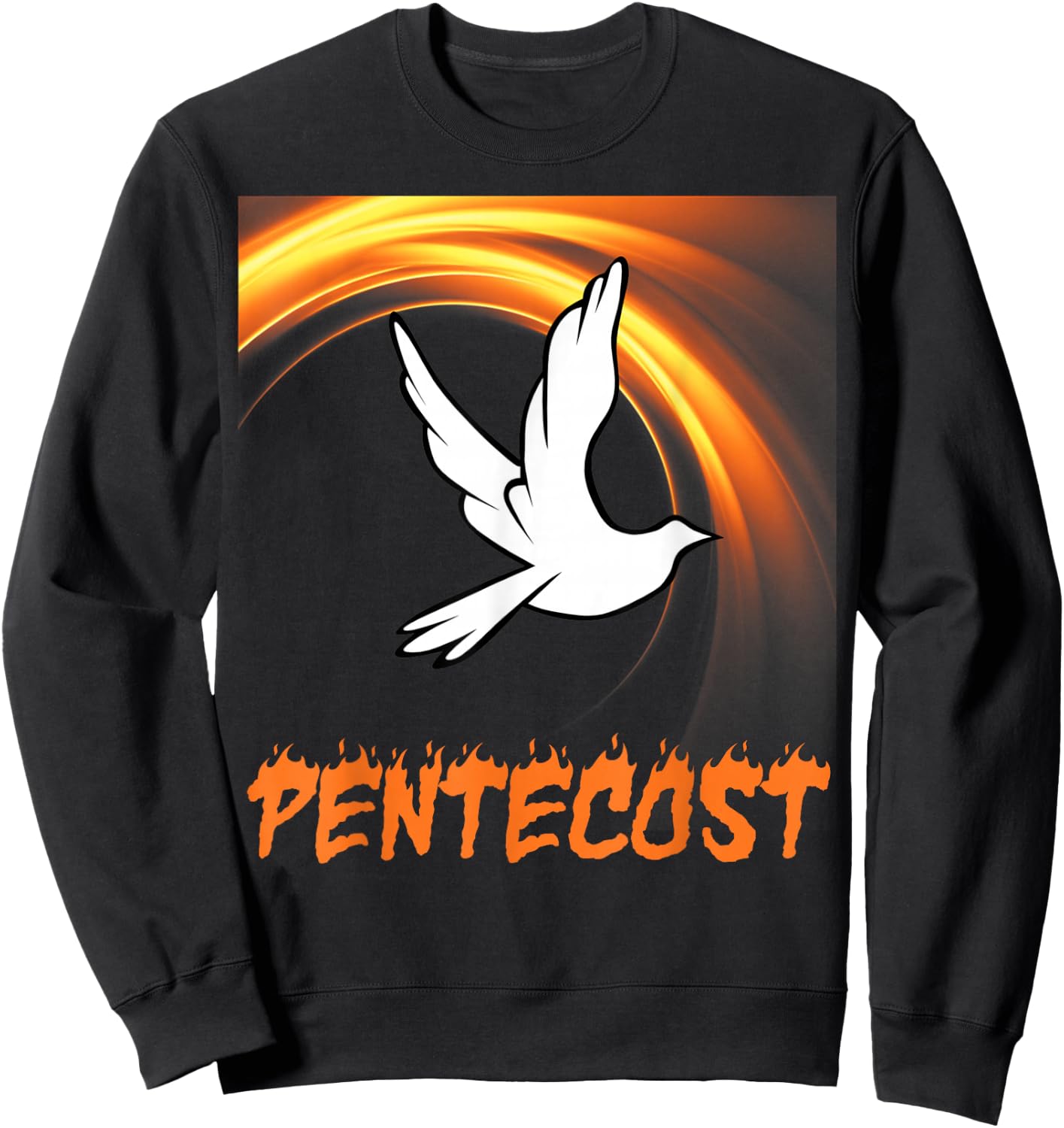 Pentecost Doves Fire Flame Holy Spirit Sweatshirt - Sweatshirt | Black