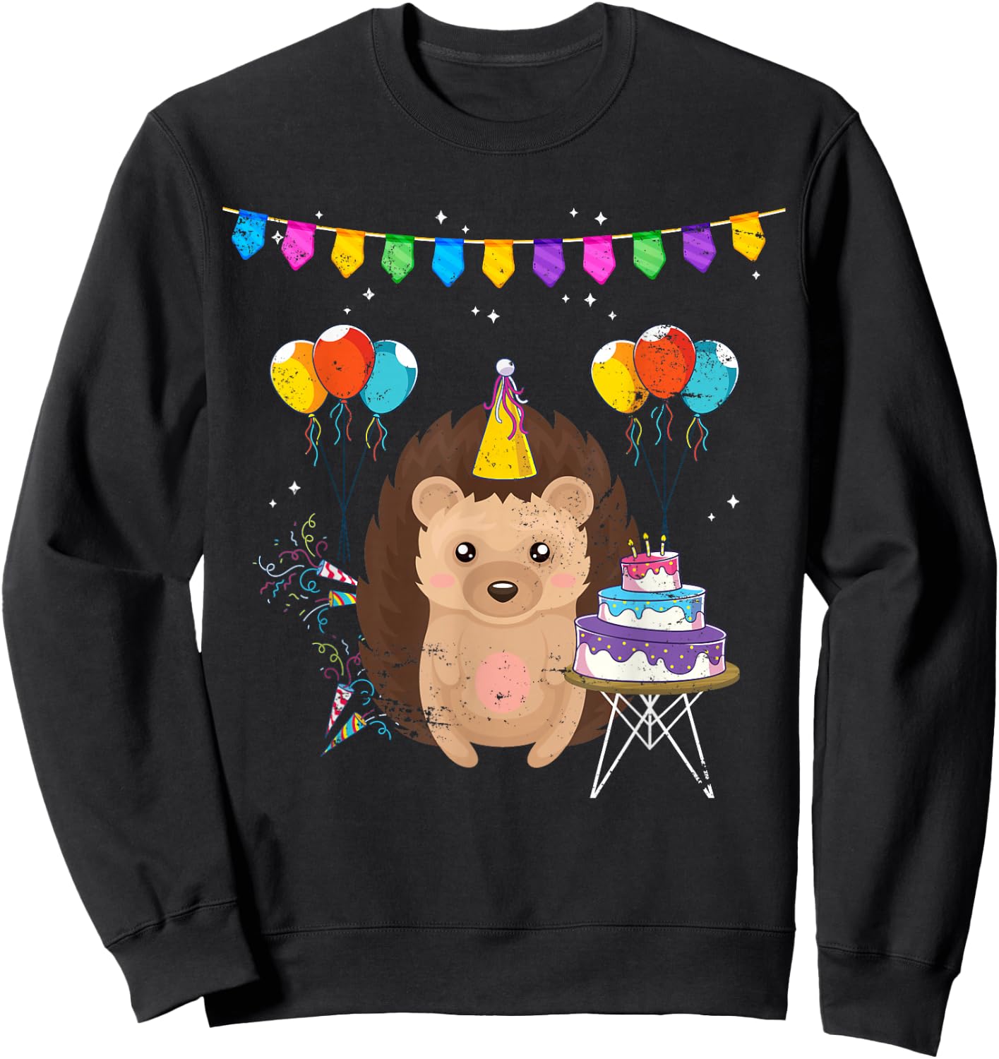 Forest Dwellers Animal Lover Forest Animal Children's Birthday Hedgehog Sweatshirt - Sweatshirt | Black