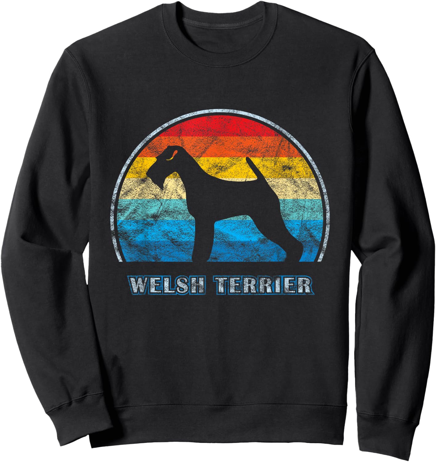 Welsh Terrier Vintage Design Dog Men Women Girls Kids Sweatshirt - Sweatshirt | Black