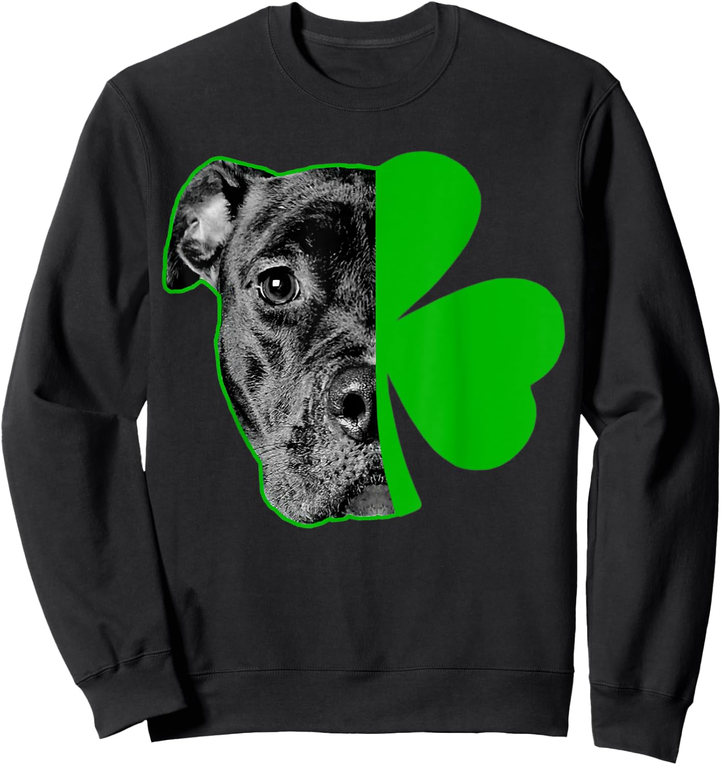 Pitbull Love and Lucky Irish Shamrock Saint St Patricks Day Sweatshirt - Sweatshirt | Black