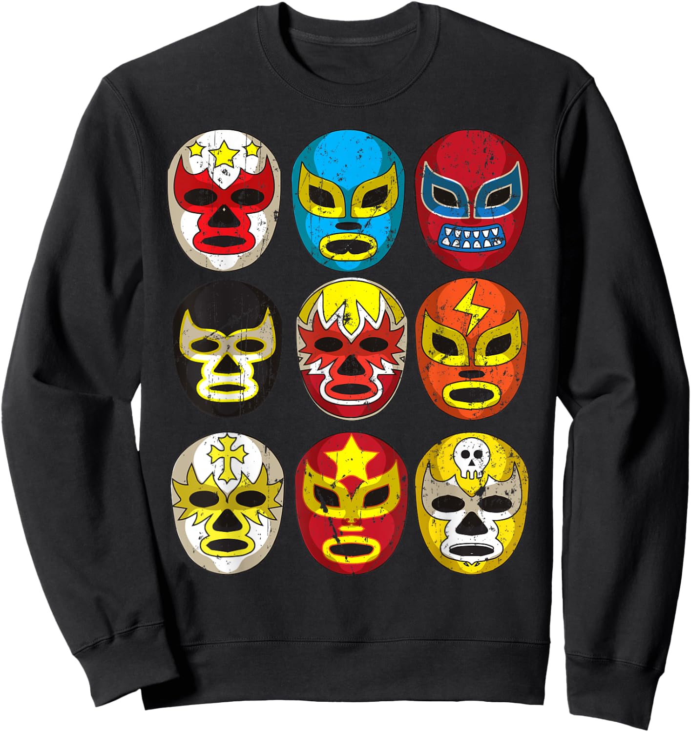 Cool Lucha Libre Wrestlers Masks | Funny Wrestling Gift Fan Sweatshirt - Sweatshirt | Black
