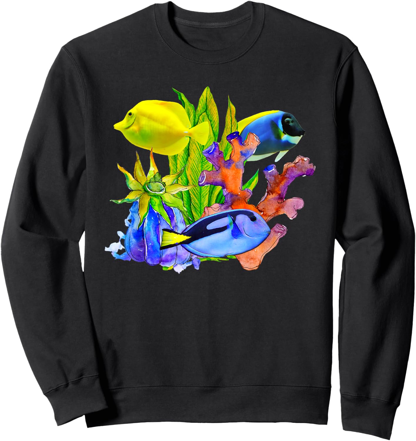 Yellow Tangs Reef Saltwater Marine Aquarium Fish Tank Gift Sweatshirt - Sweatshirt | Black