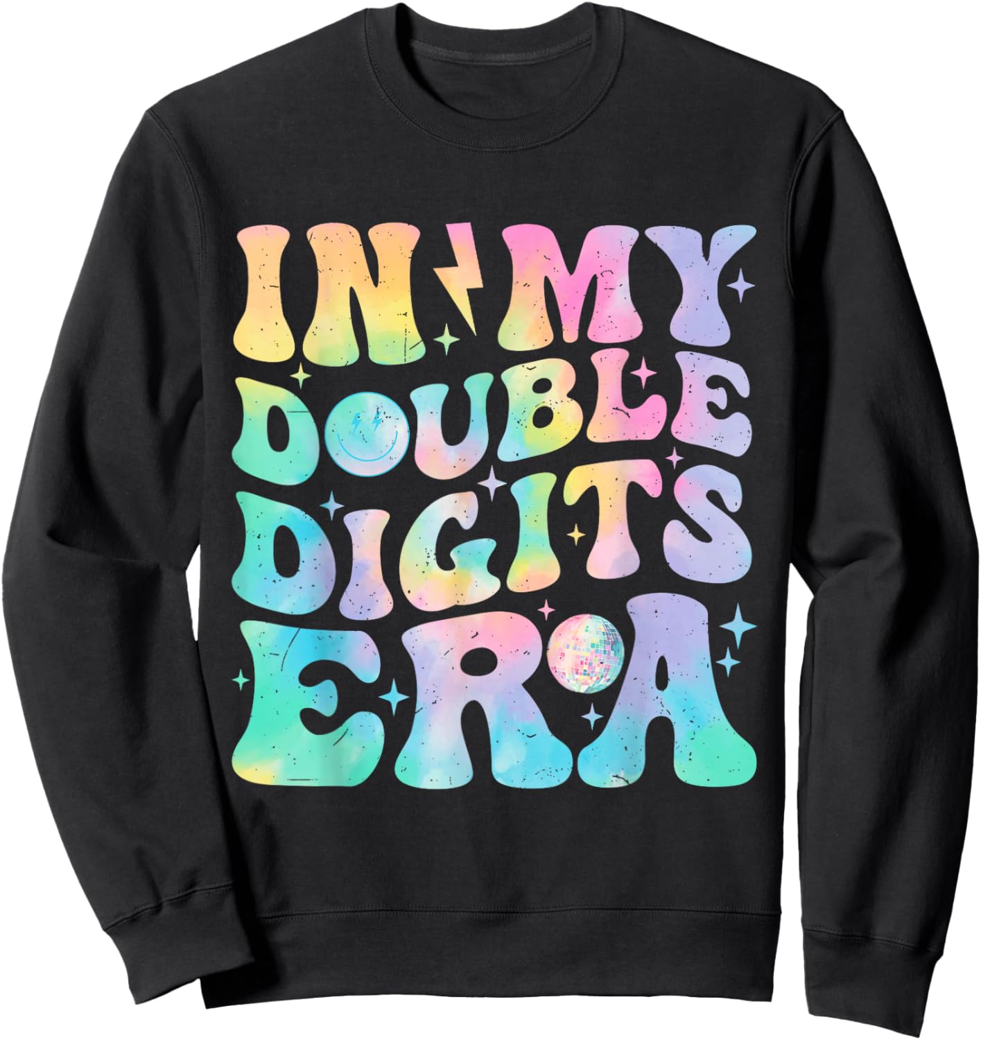 in My Double Digits Era Birthday Tie Dye Girls Sweatshirt - Sweatshirt | Black
