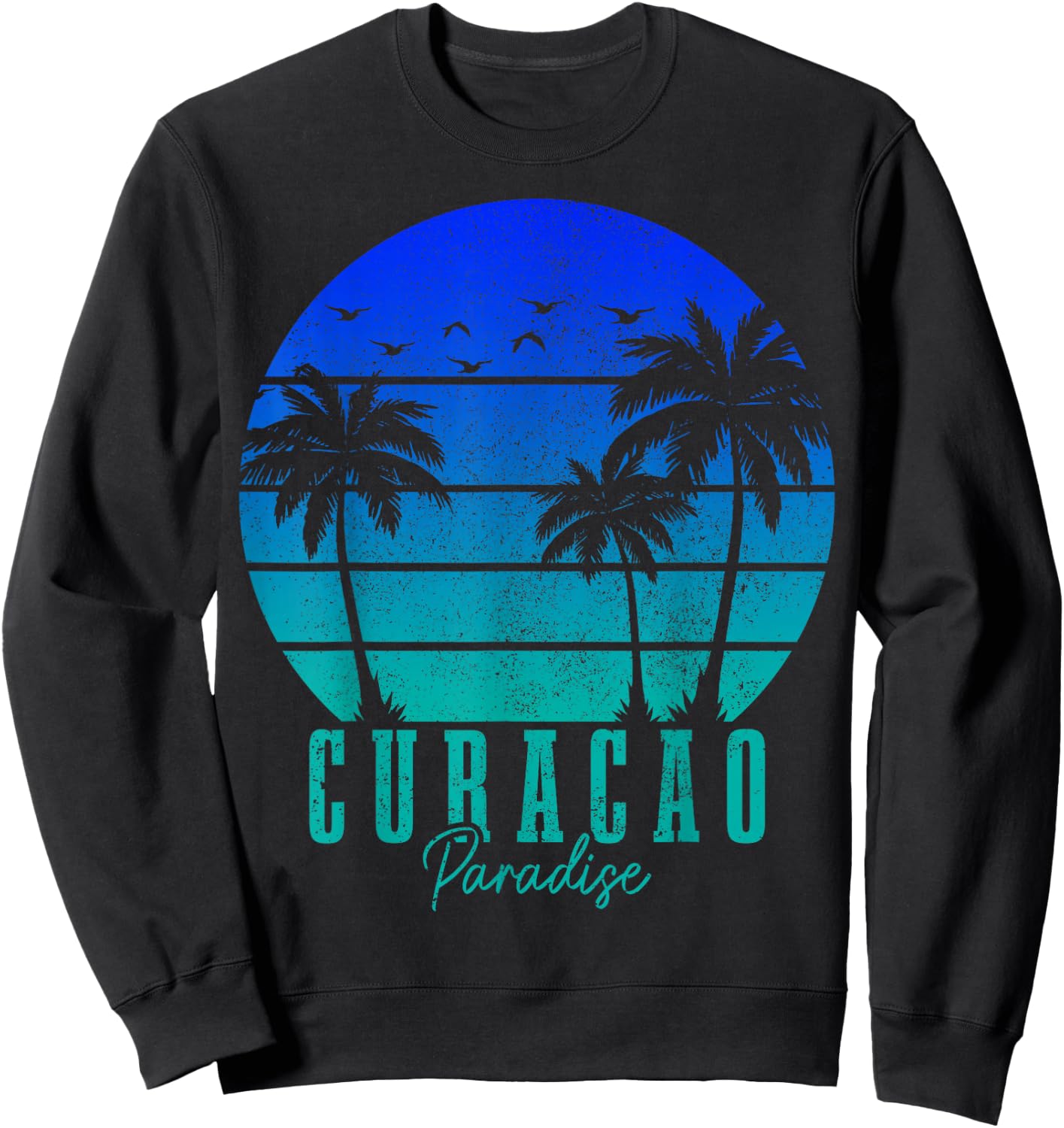 Curacao Vintage Surfer Palm Trees Caribbean Souvenir Sweatshirt - Sweatshirt | Black
