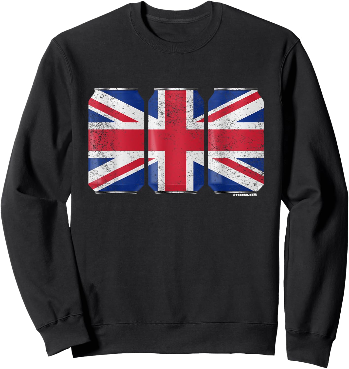 Cool Graphic Beer Cans England Flag Sweatshirt - Sweatshirt | Black