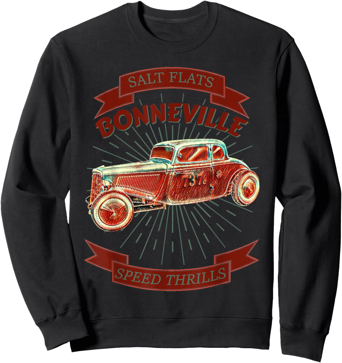 Bonneville Salt Flats Vintage Retro Hot Rod Race Car Sweatshirt - Sweatshirt | Black