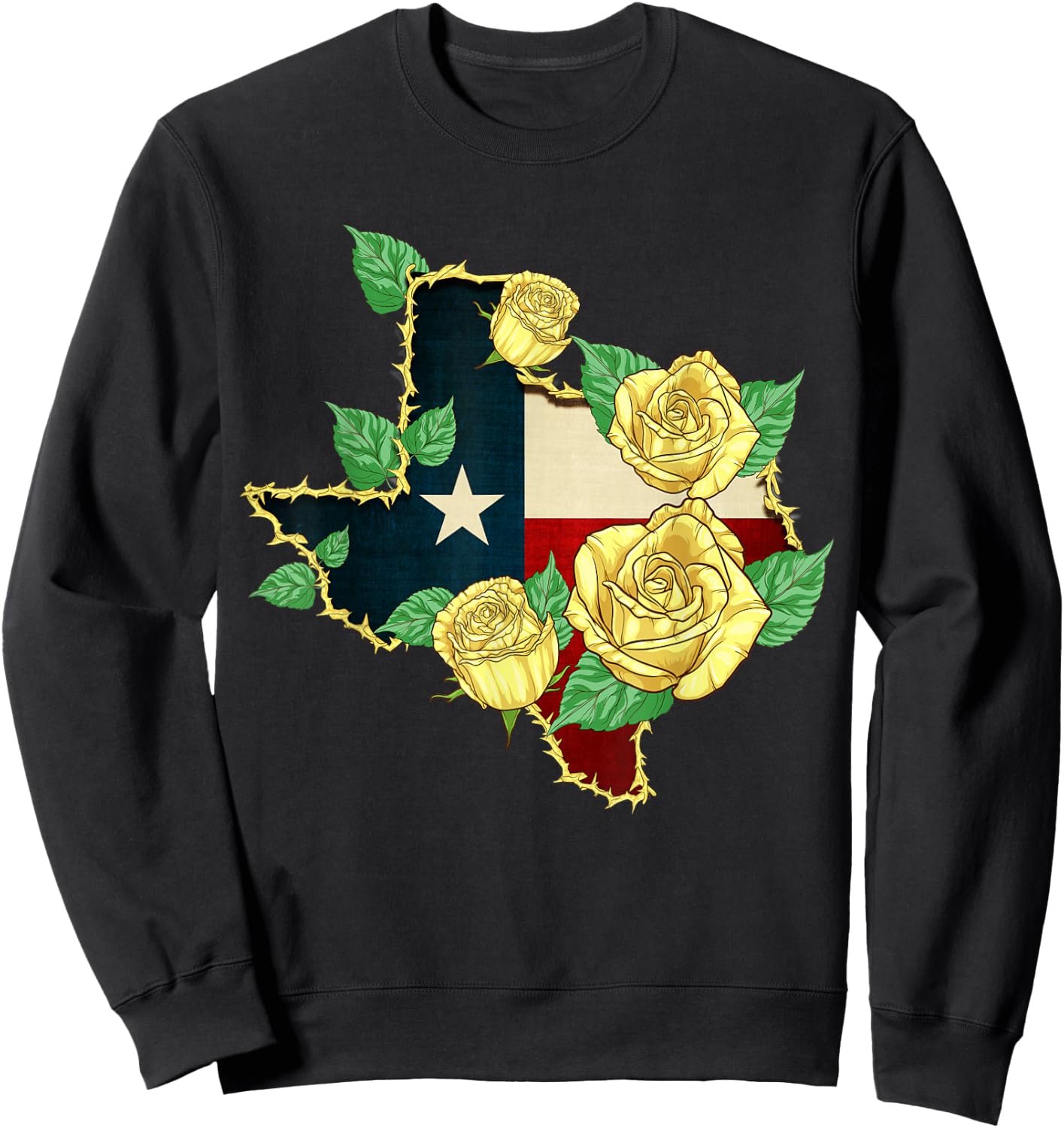 Yellow Rose of Texas Flag Proud Texan American Patriot Sweatshirt - Sweatshirt | Black