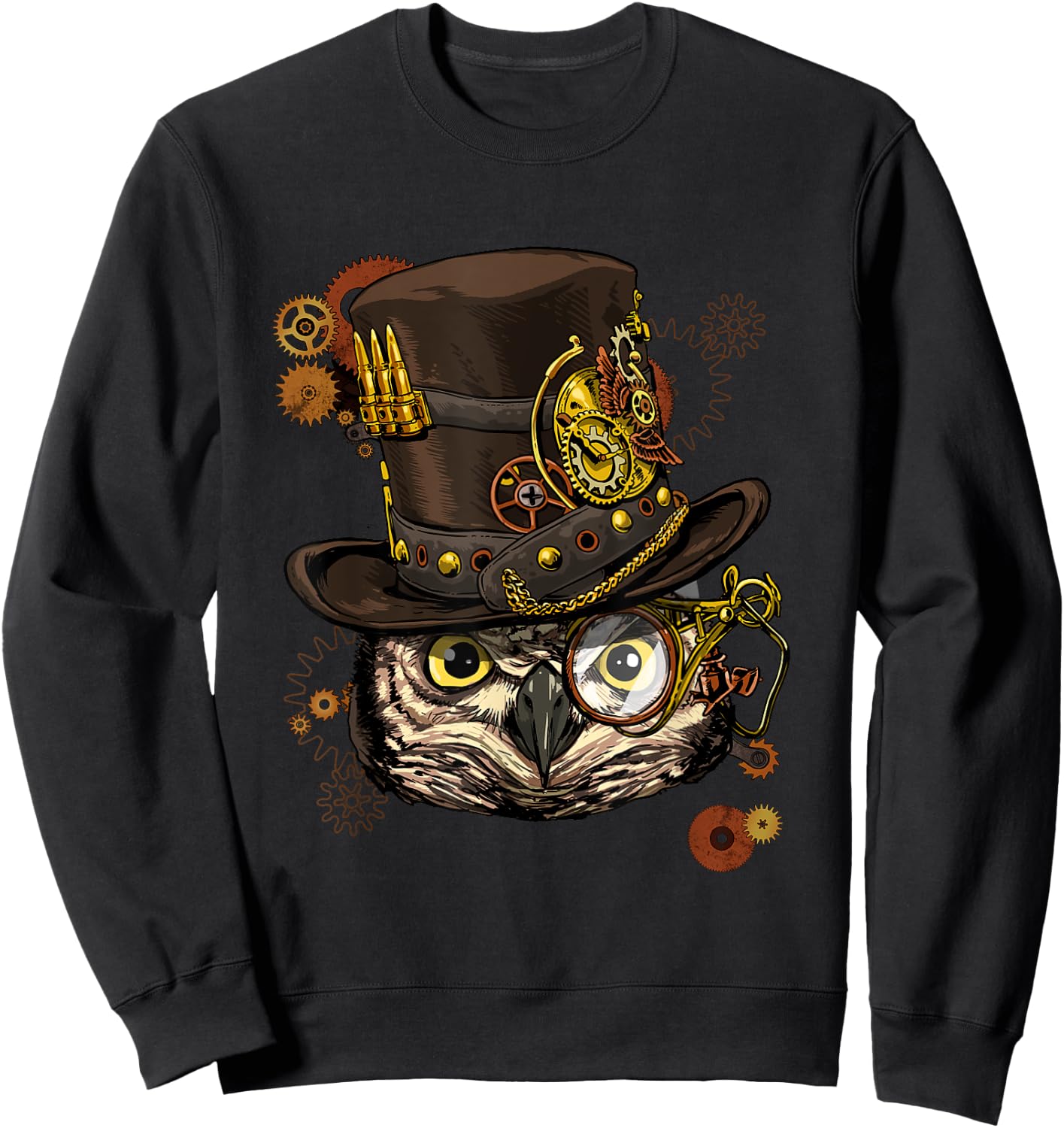 Steampunk Owl Mechanical Steampunk Gears Bird Owl Lover Sweatshirt - Sweatshirt | Black