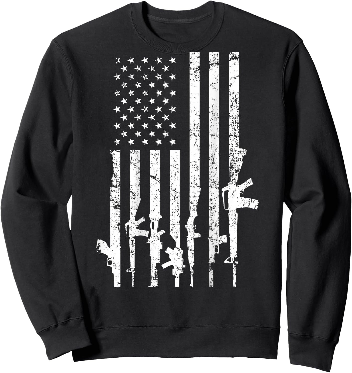 USA Distressed Flag Guns Pro Gun - 2nd Amendment - ON Back Sweatshirt - Sweatshirt | Black