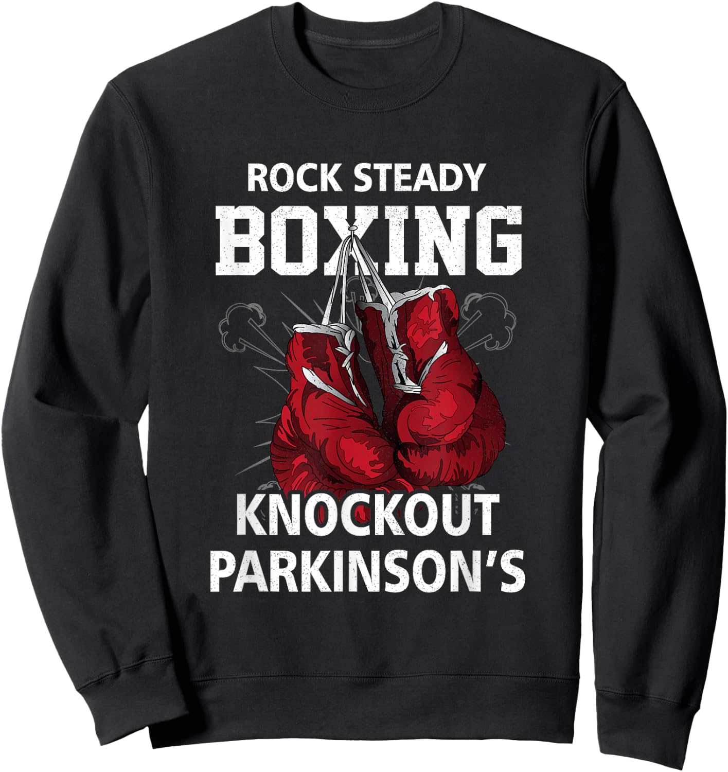 Vintage Boxing Gloves Rock Steadys Boxing Knockout Parkinson Sweatshirt - Sweatshirt | Black