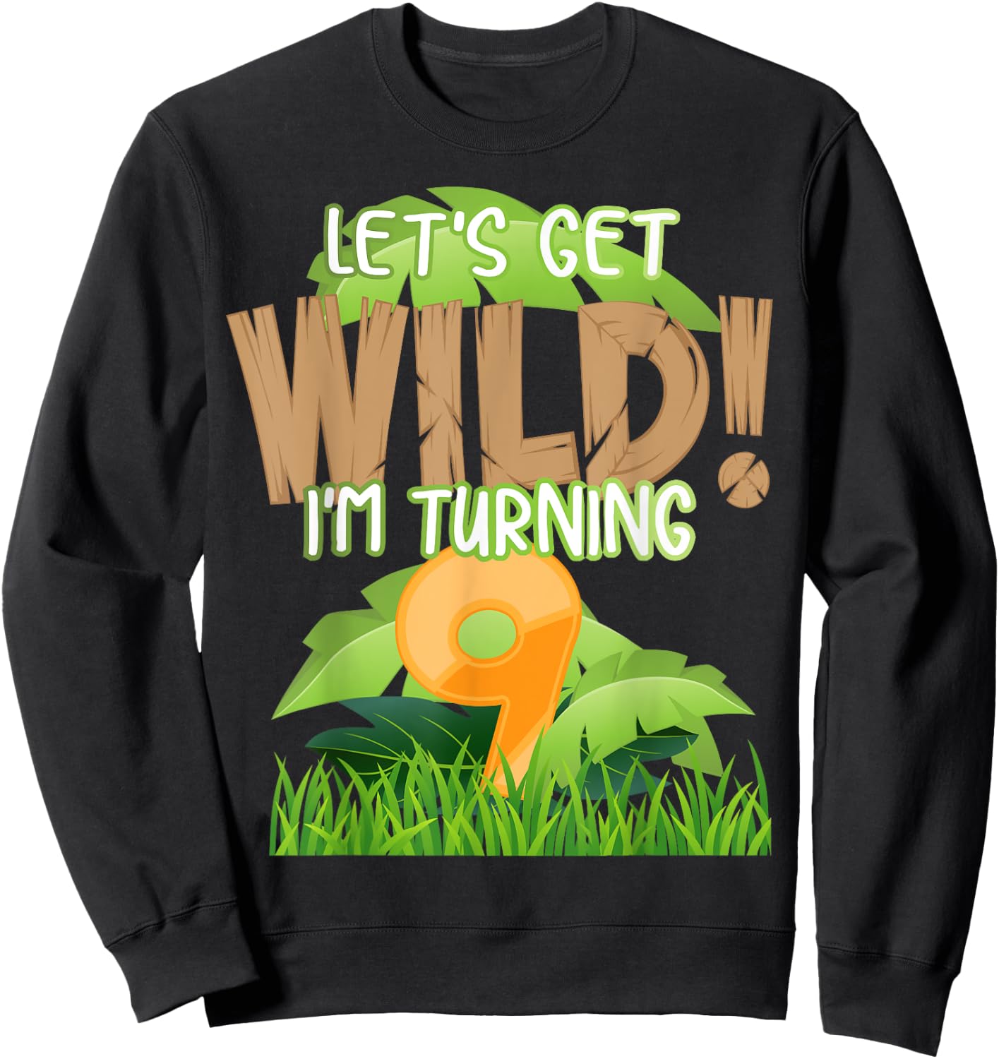 Cute Jungle Safari 9th Birthday Gift 9 Years Old Boys Girls Sweatshirt - Sweatshirt | Black