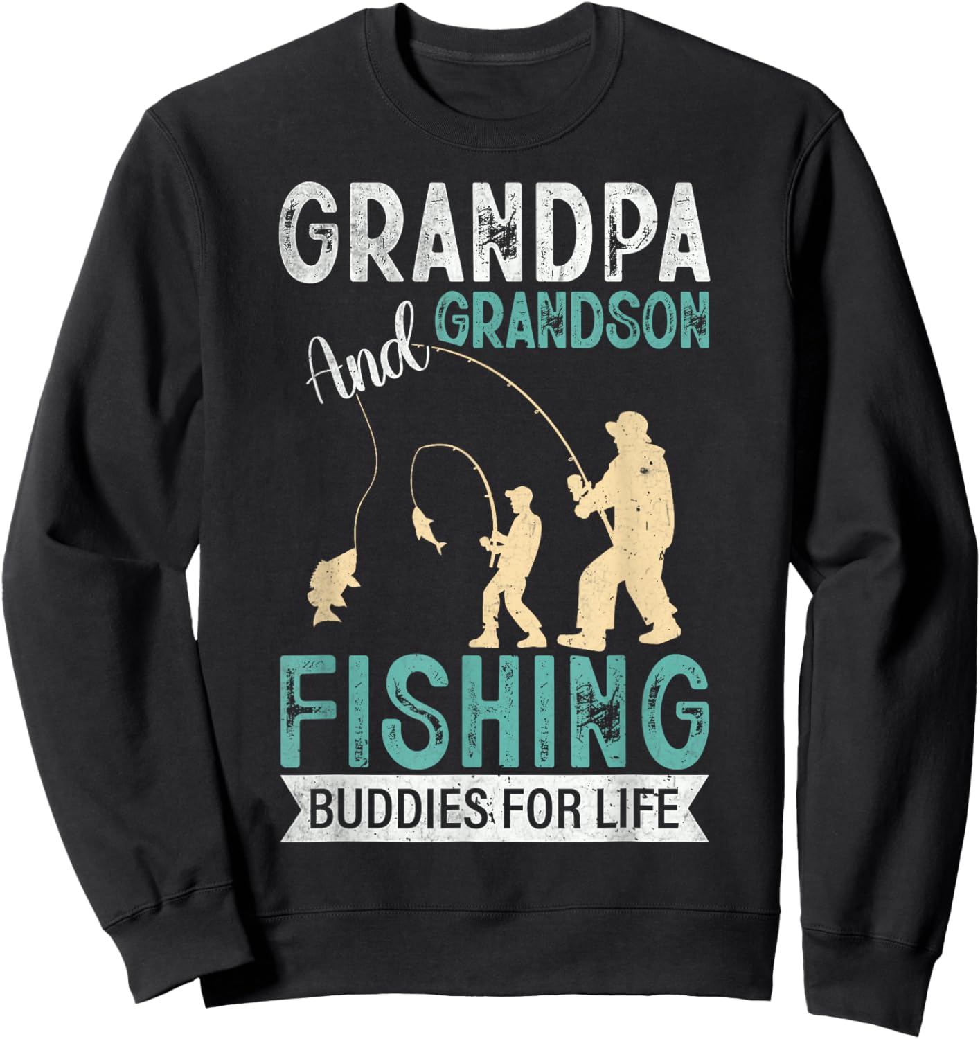 Grandpa and Grandson Fishing Buddies for Life Matching Sweatshirt - Sweatshirt | Black