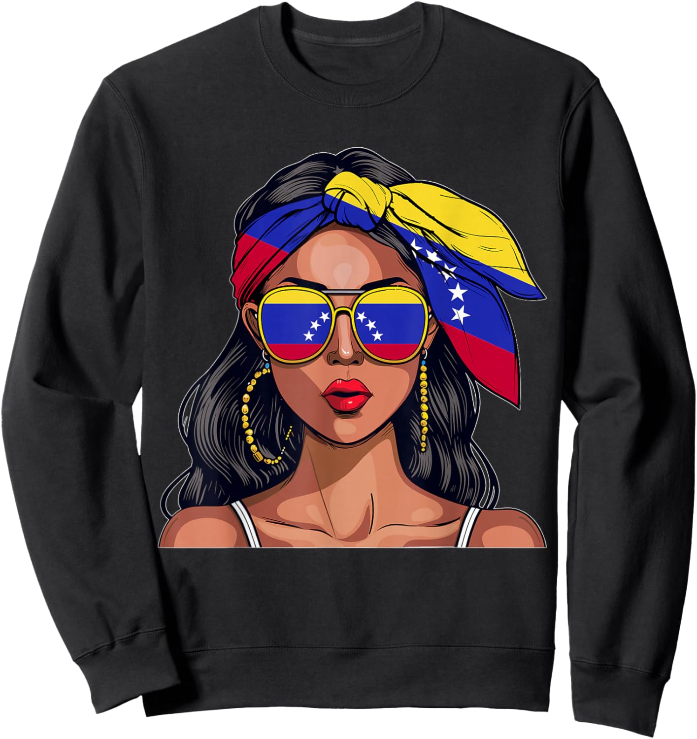 Venezuelana Souvenirs Products Woman Flag Uniform Venezuela Sweatshirt - Sweatshirt | Black