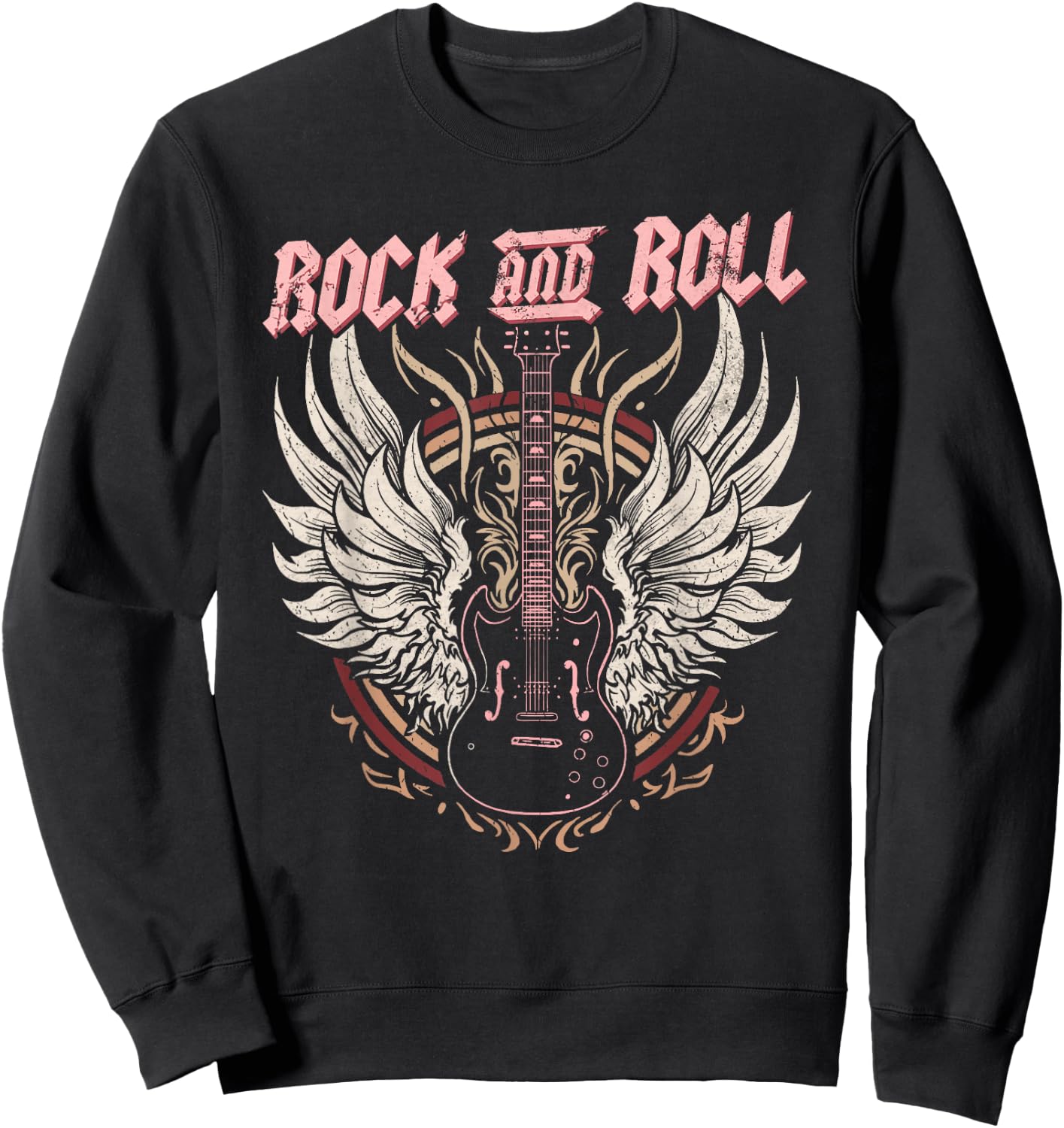 Rock & Roll Guitar Vintage ROCK Women Rock Band Music Sweatshirt - Sweatshirt | Black