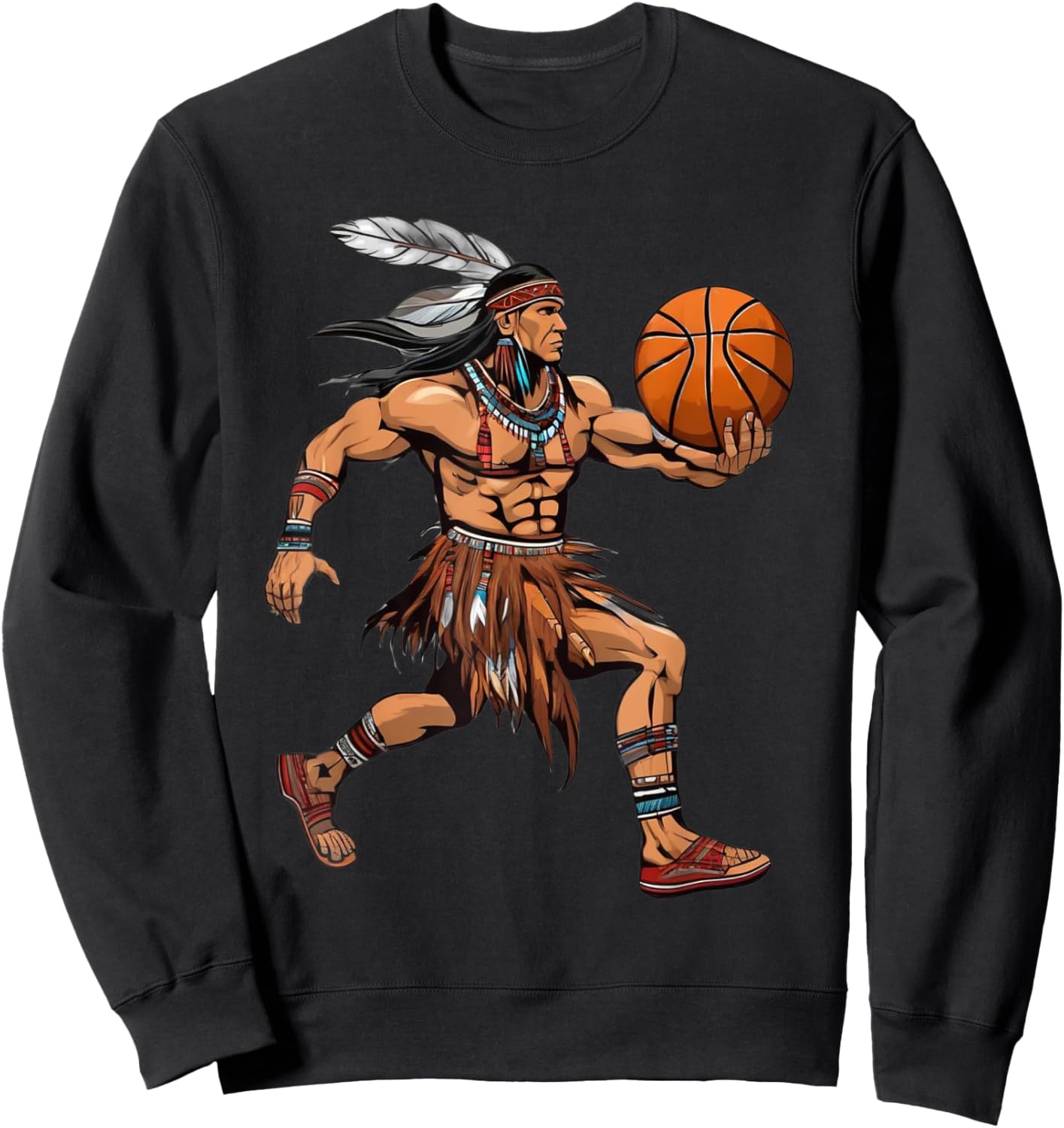 American Indian Basketball Tribe Team Match Rez Ball Sweatshirt - Sweatshirt | Black
