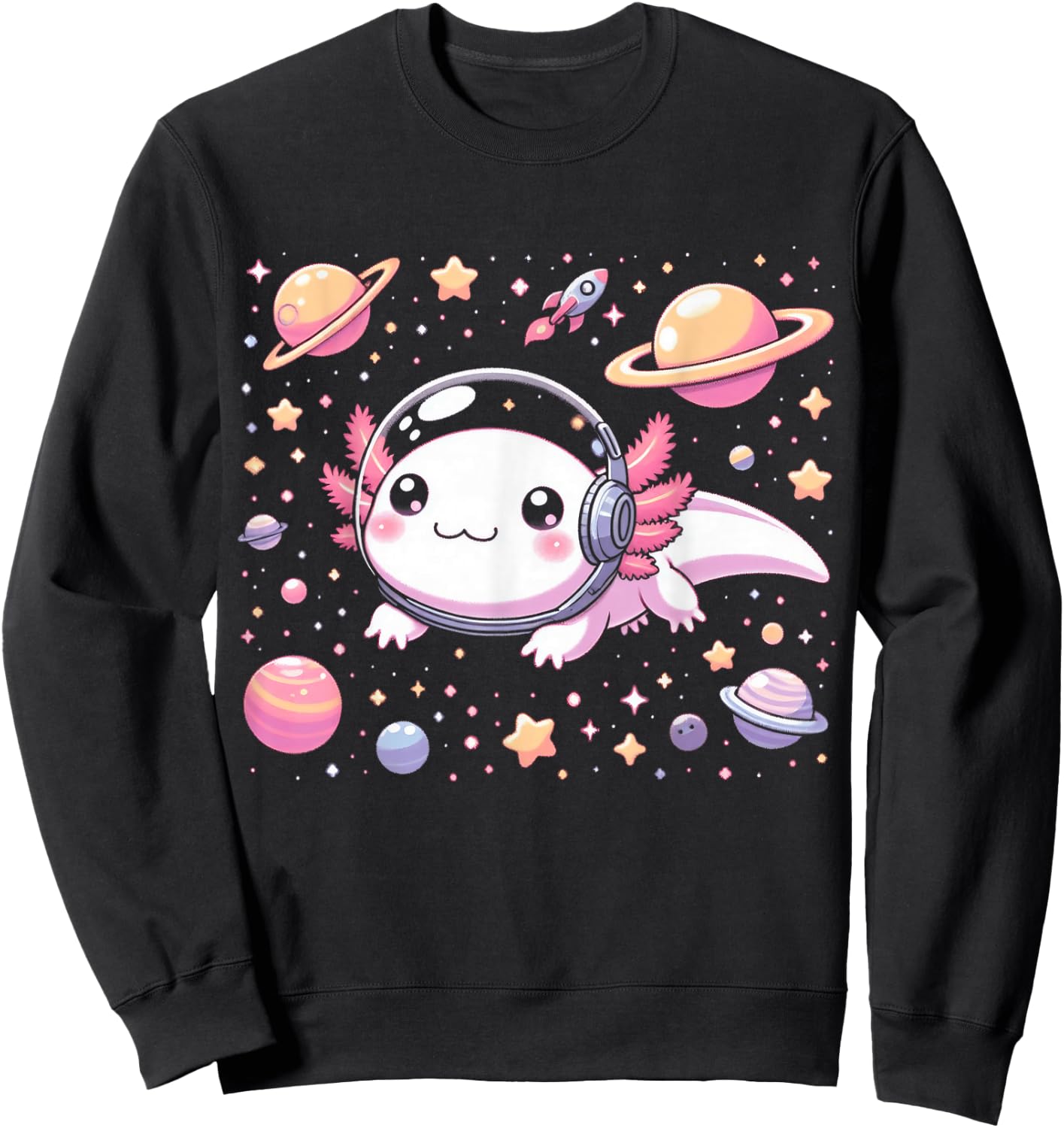 Astrolotl Space Axolotl - Kawaii Japanese Anime Axolotl Sweatshirt - Sweatshirt | Black