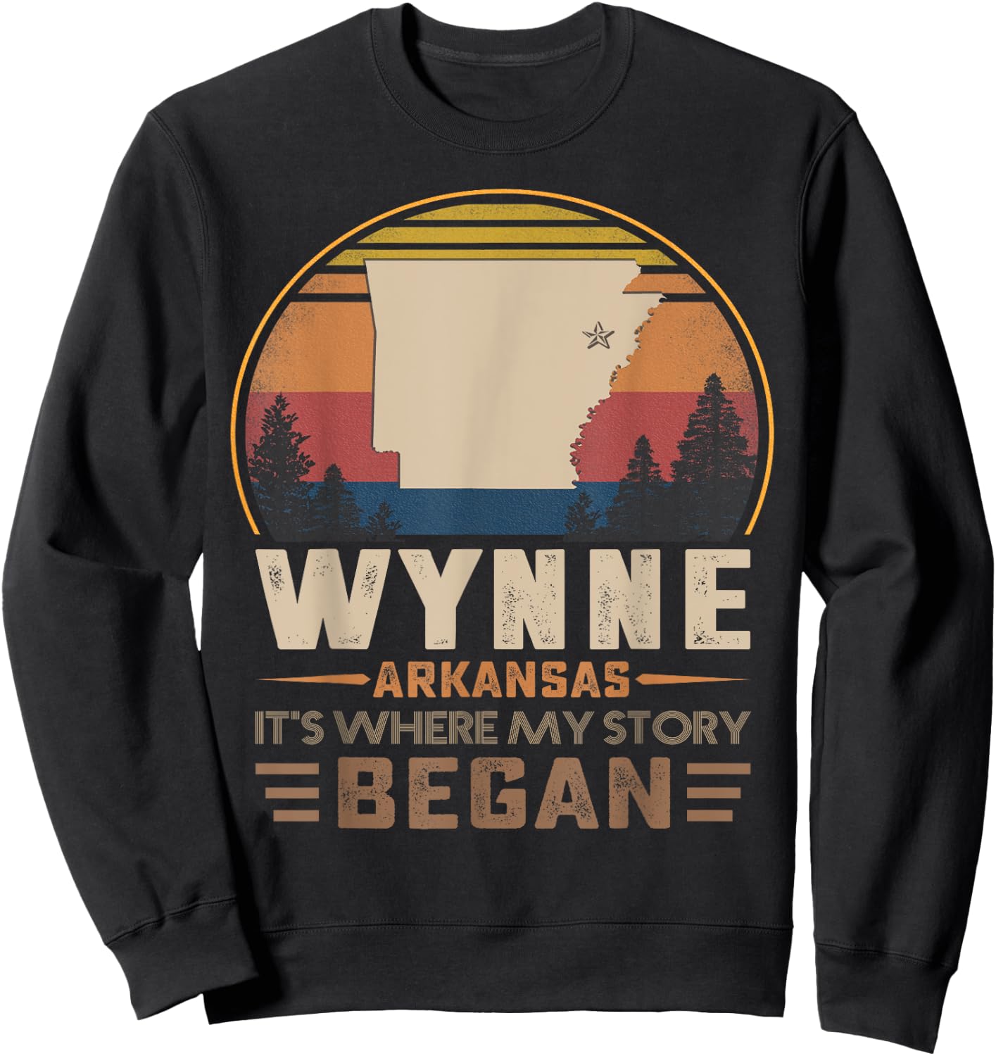 Vintage Wynne Arkansas Homtown My Story Began Sweatshirt - Sweatshirt | Black
