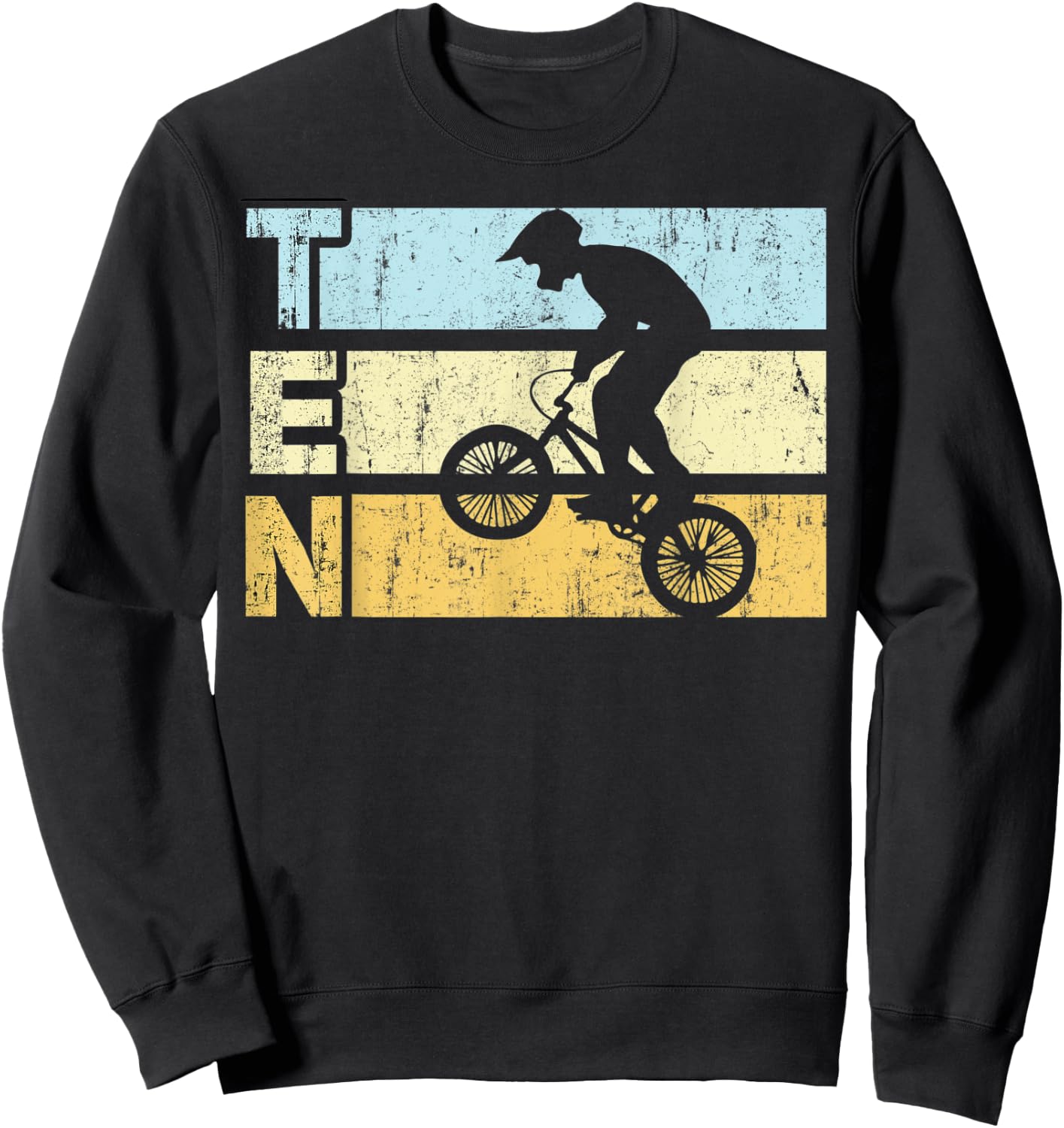10 Year Old BMX Birthday Party Vintage Dirt Biking 10th Sweatshirt - Sweatshirt | Black