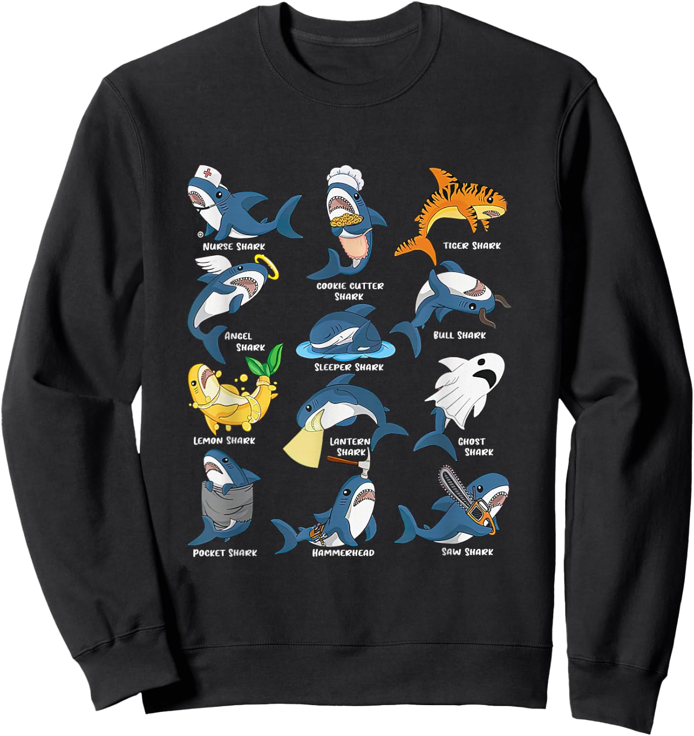 Nurse cookie cutter tiger angel sleeper bull saw funny shark Sweatshirt - Sweatshirt | Black