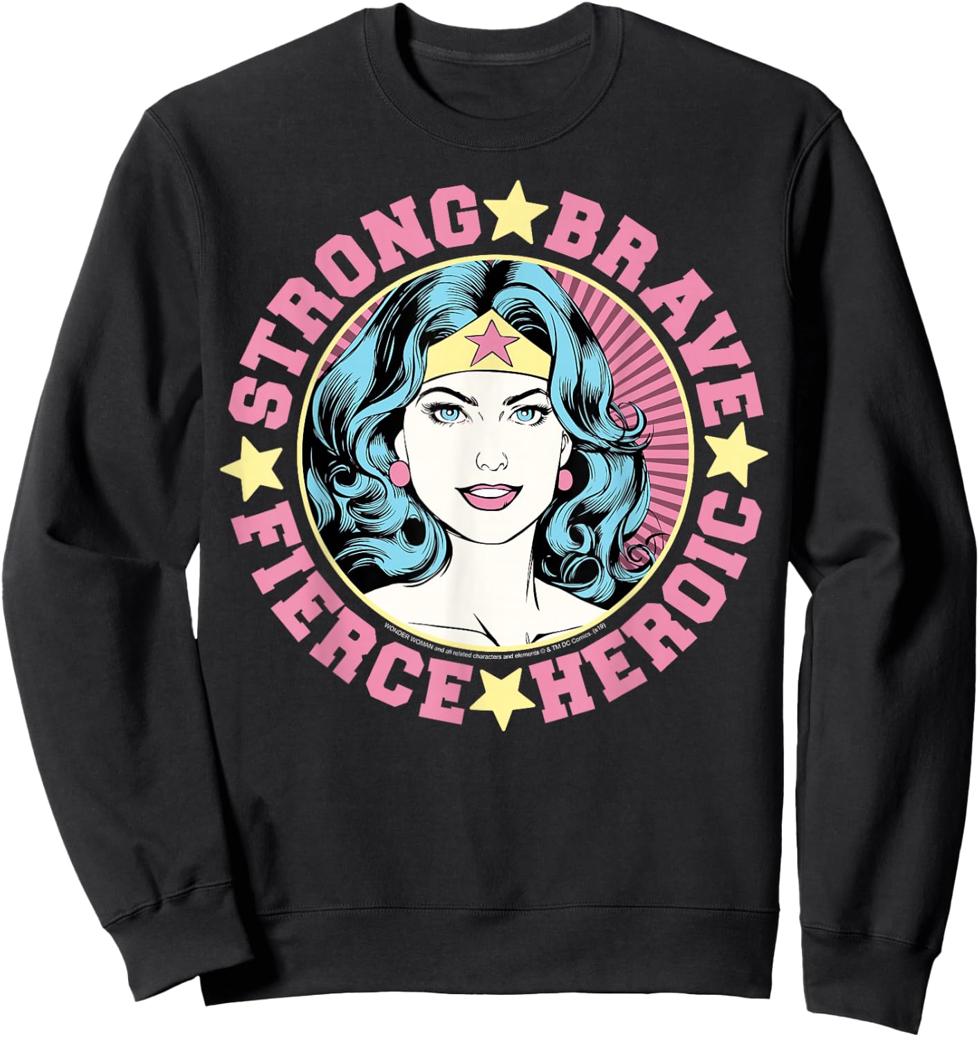 DC Comics Wonder Woman Strong Brave Vintage Wrap Around Sweatshirt - Sweatshirt | Black