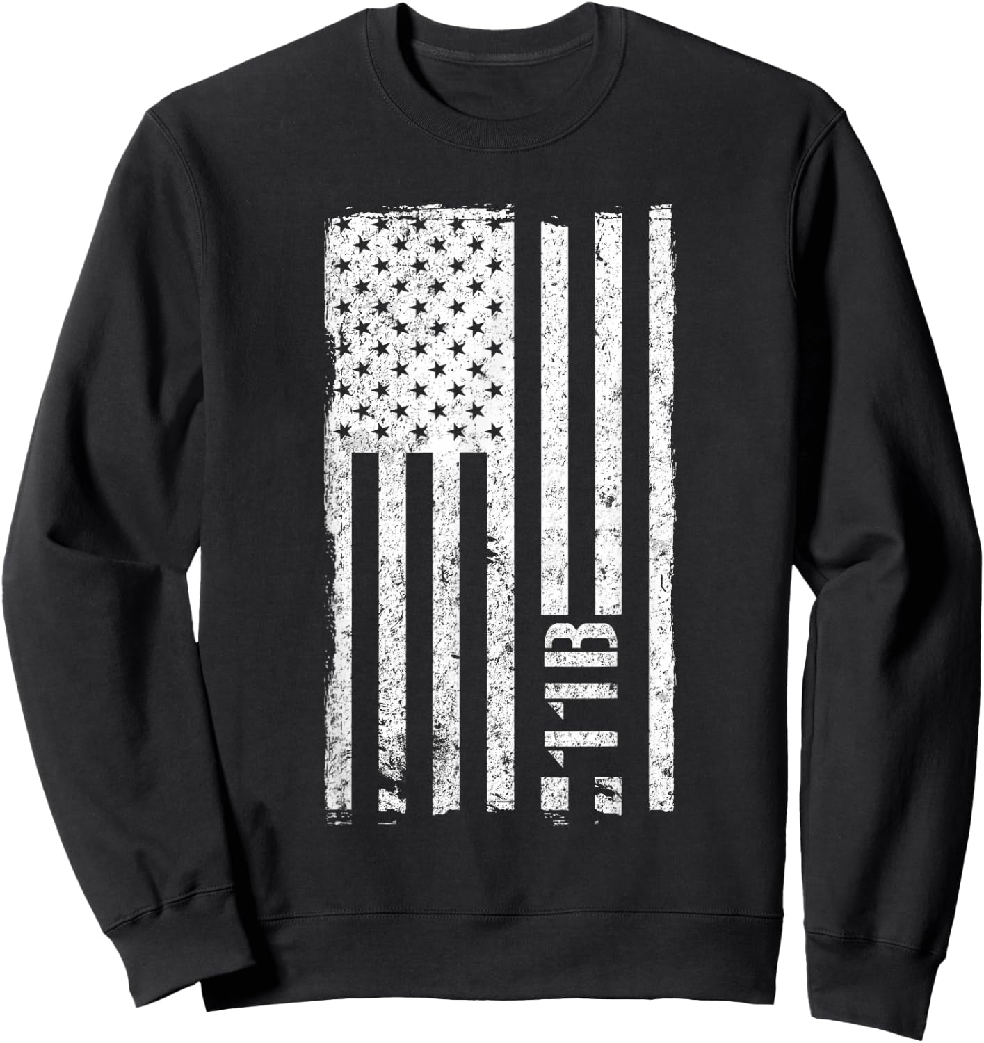 11B Infantryman Military MOS Vintage American Flag Sweatshirt - Sweatshirt | Black