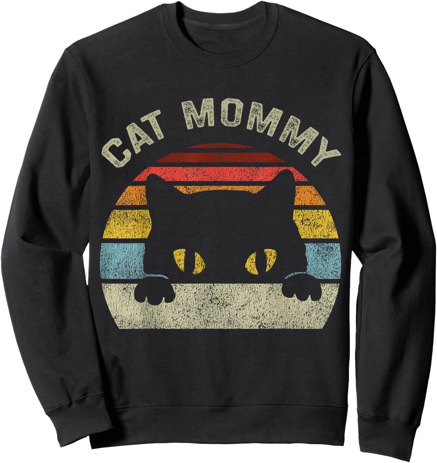Cat Mommy Women Vintage Retro Black Cats Mom Mothers Day Small Sweatshirt - Sweatshirt | Black