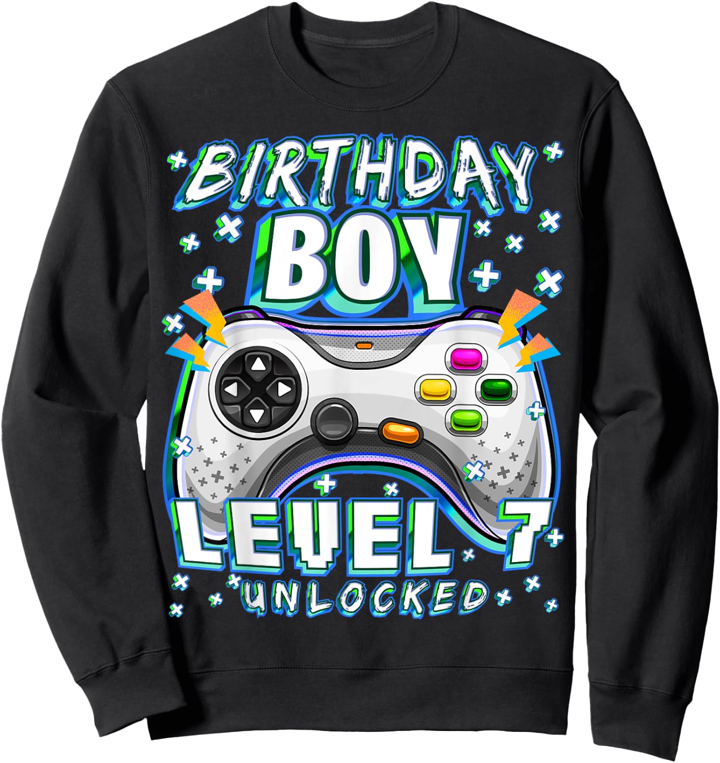 Level 7 Unlocked Video Game 7th Birthday Gamer Boys Sweatshirt - Sweatshirt | Black