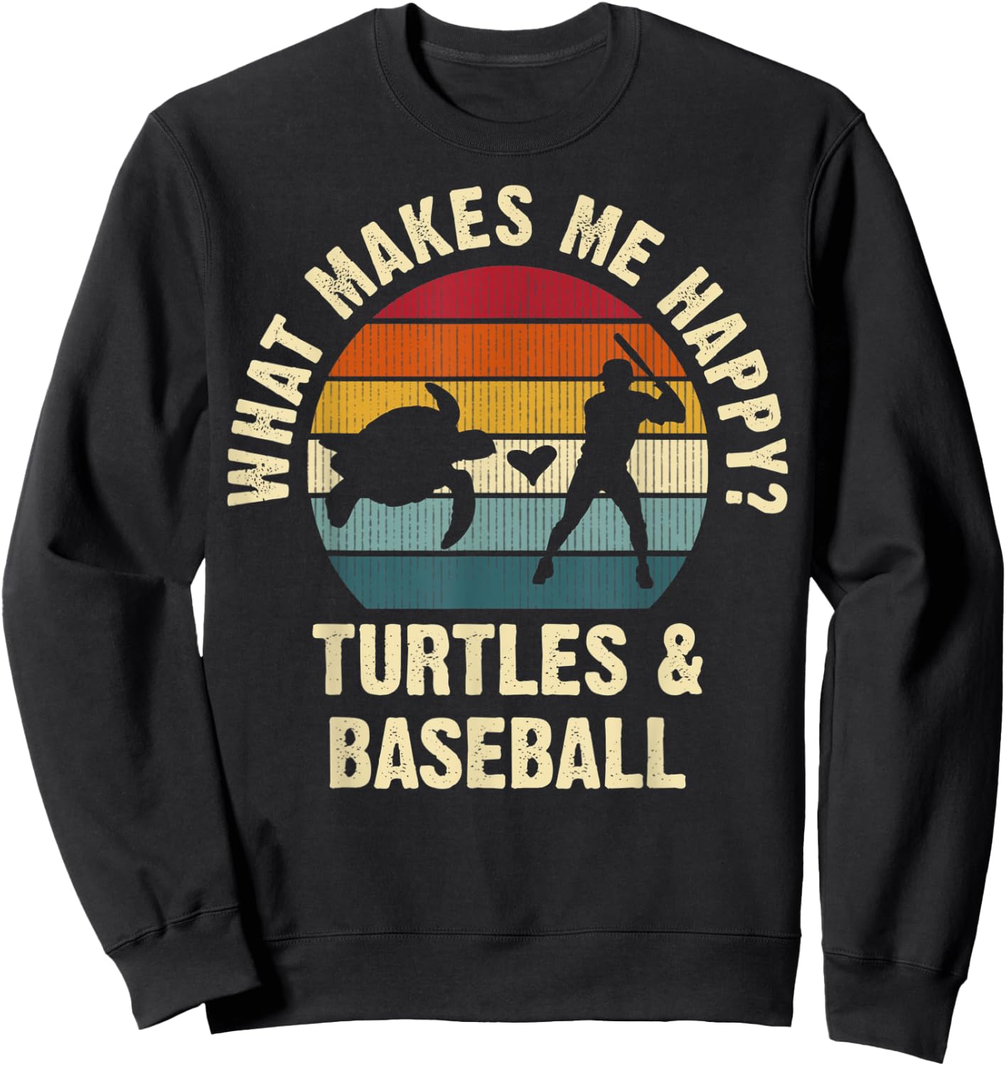 Baseball and Turtle Lovers Vintage Funny Pet Sports cute Sweatshirt - Sweatshirt | Black