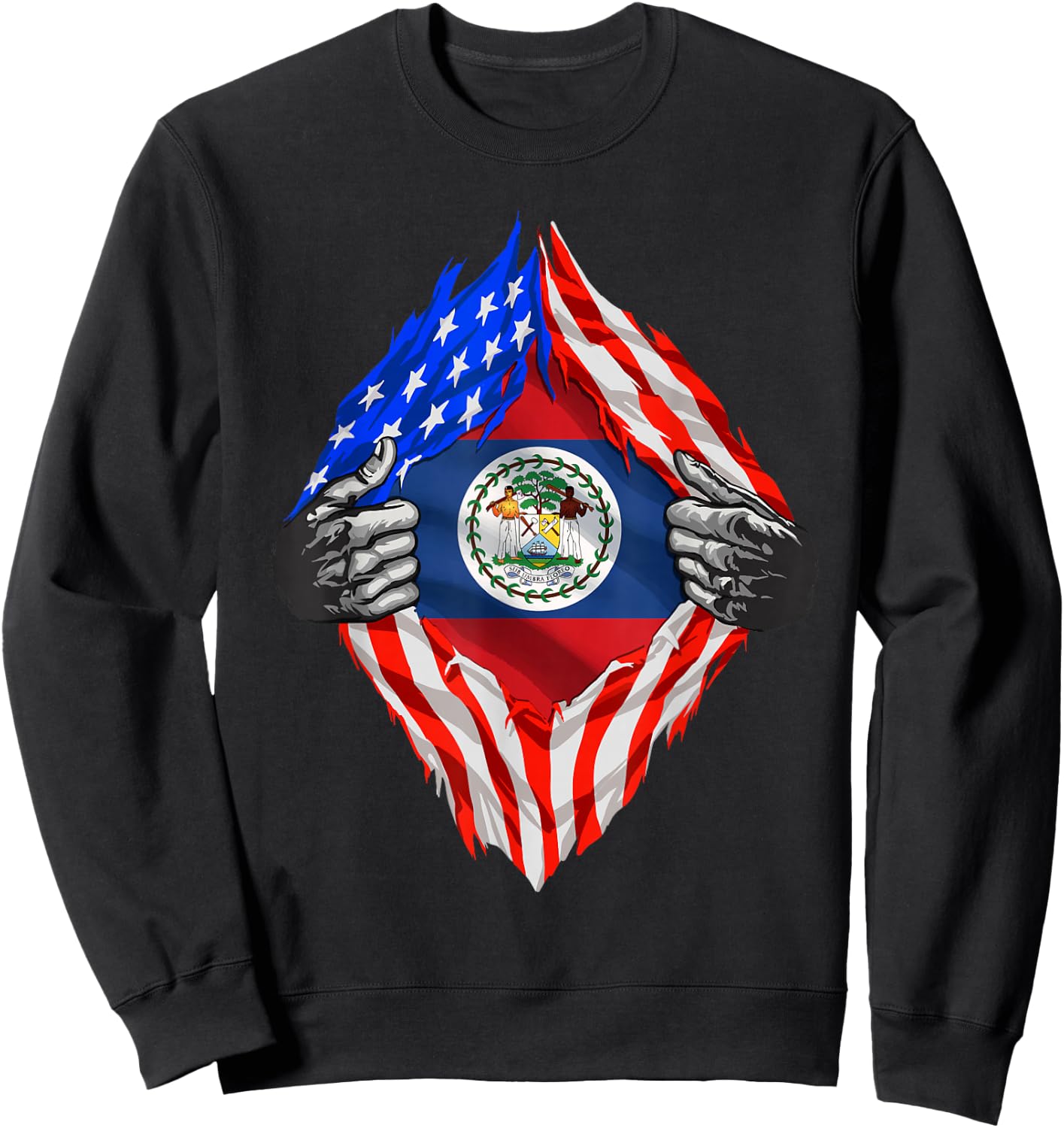 Belize Shirt Super American Belizean Flag Belizean Roots Sweatshirt - Sweatshirt | Black