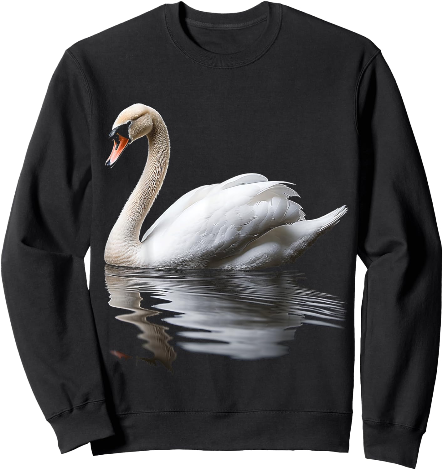 Swan Bird Art Portrait Animal Graphic Motif Swan Sweatshirt - Sweatshirt | Black