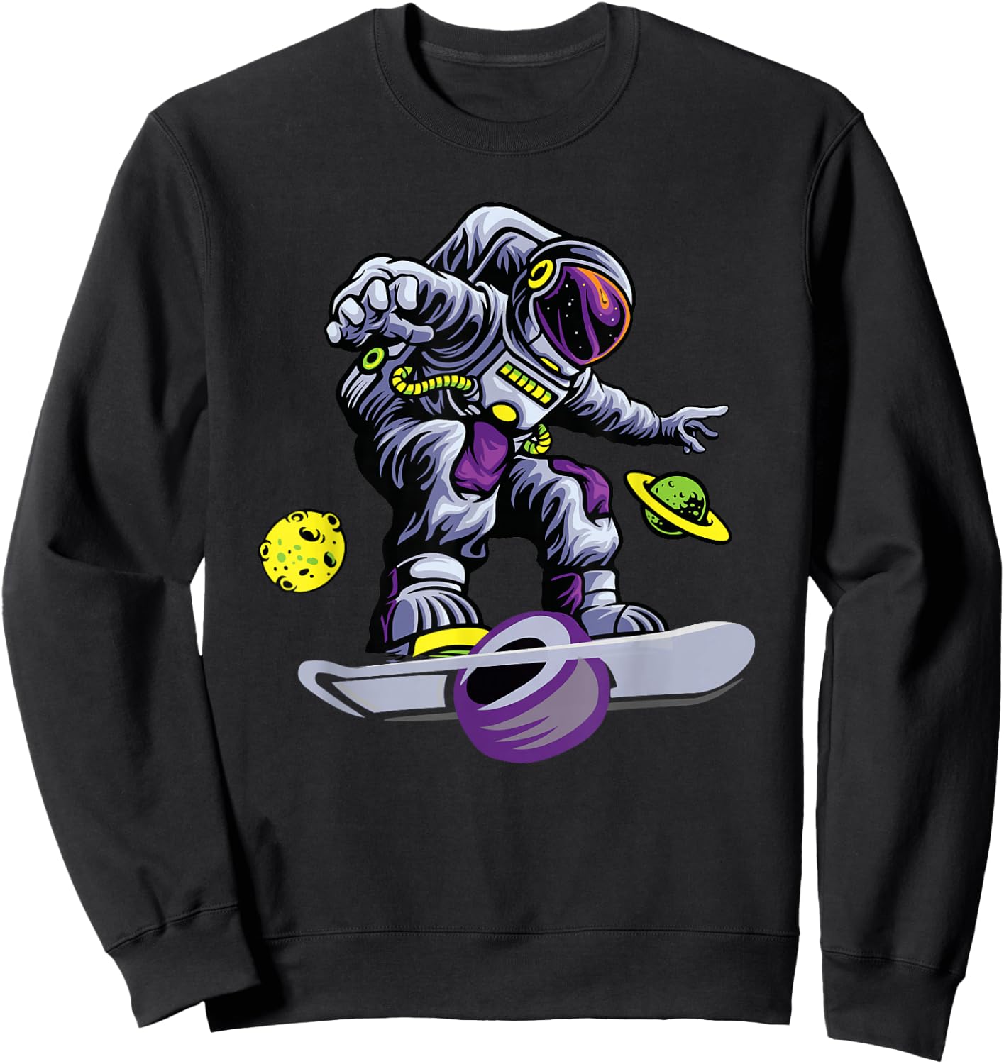 Skating Astronaut on onewheel Skateboard Sweatshirt - Sweatshirt | Black