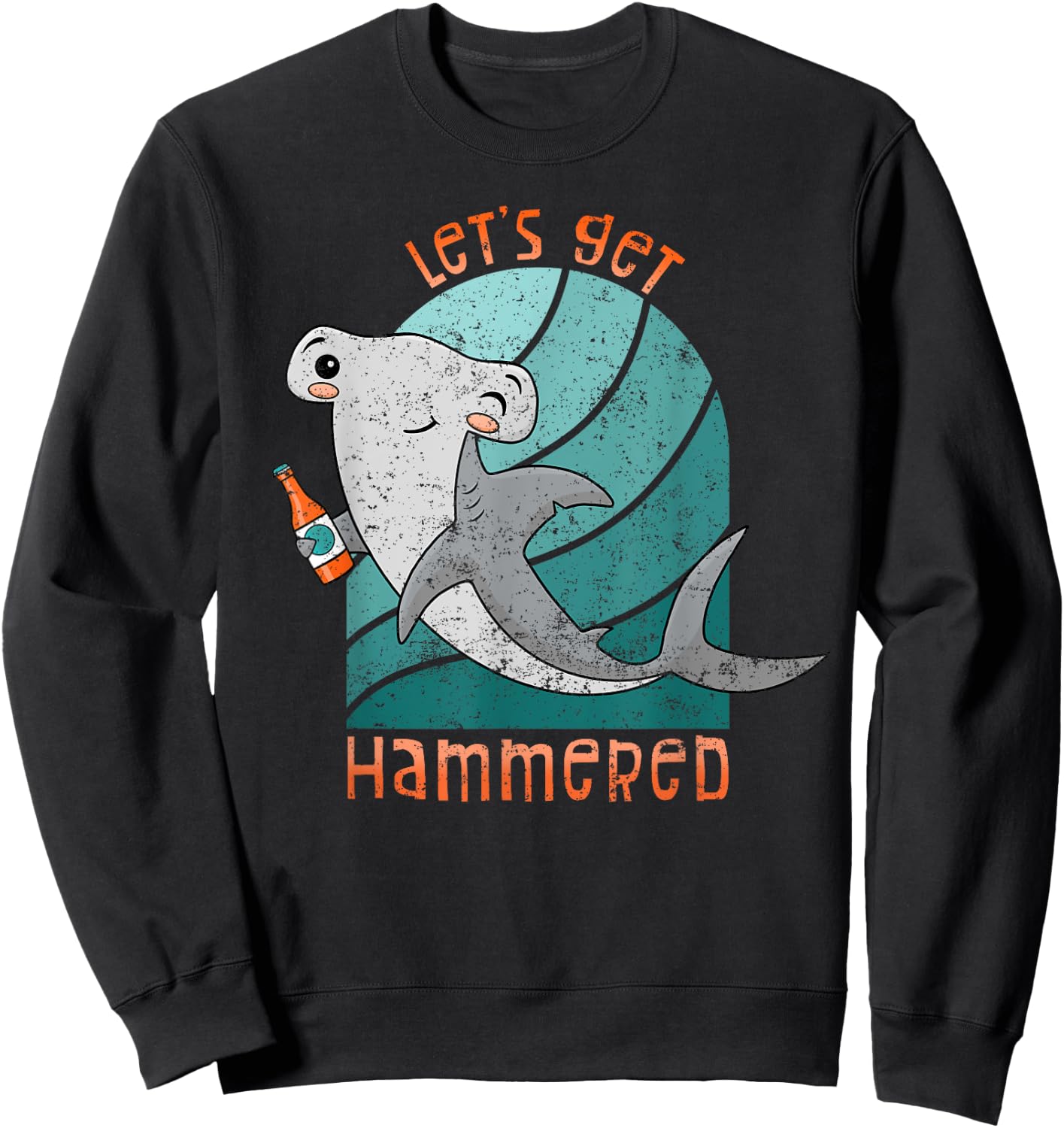 Funny Hammerhead Shark Let's Get Hammered Drinking Sweatshirt - Sweatshirt | Black