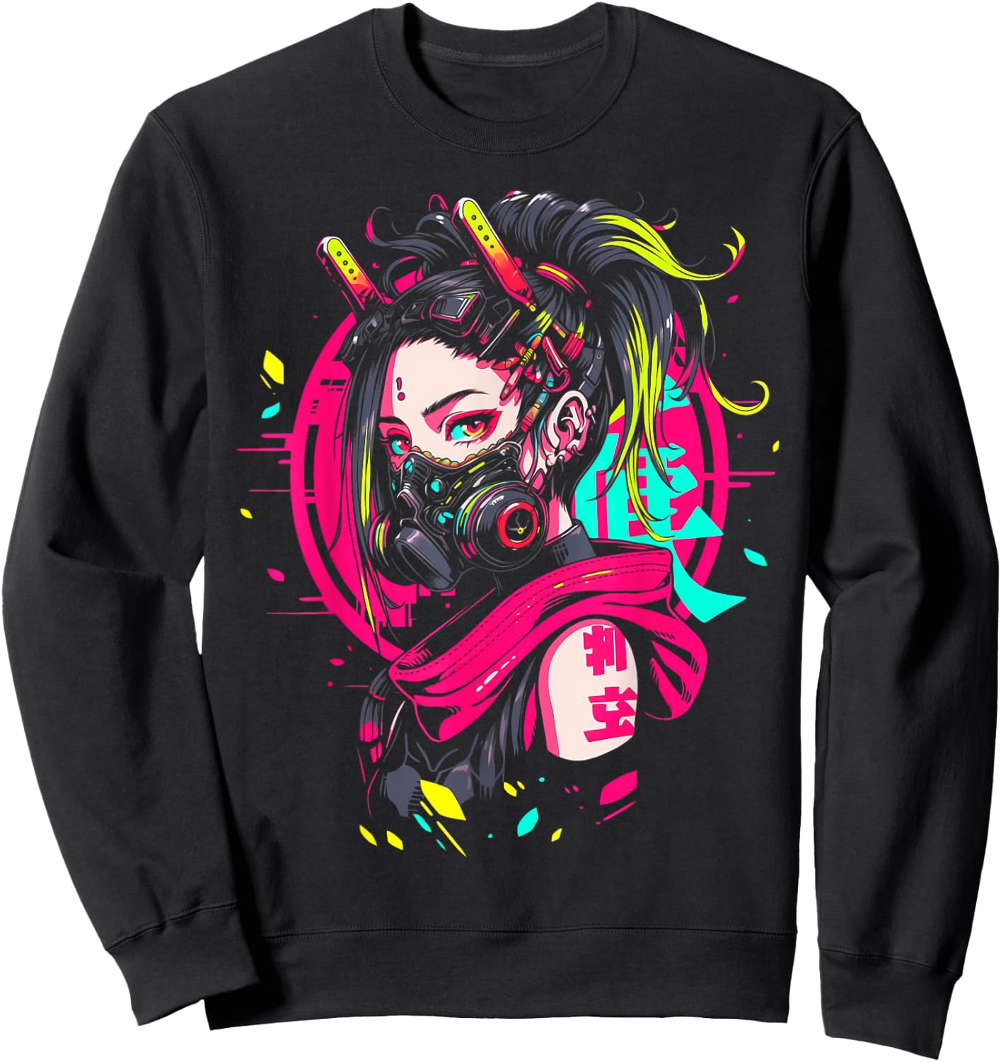 Anime Manga Cyberpunk Aesthetic Techwear Harajuku Punk Sweatshirt - Sweatshirt | Black