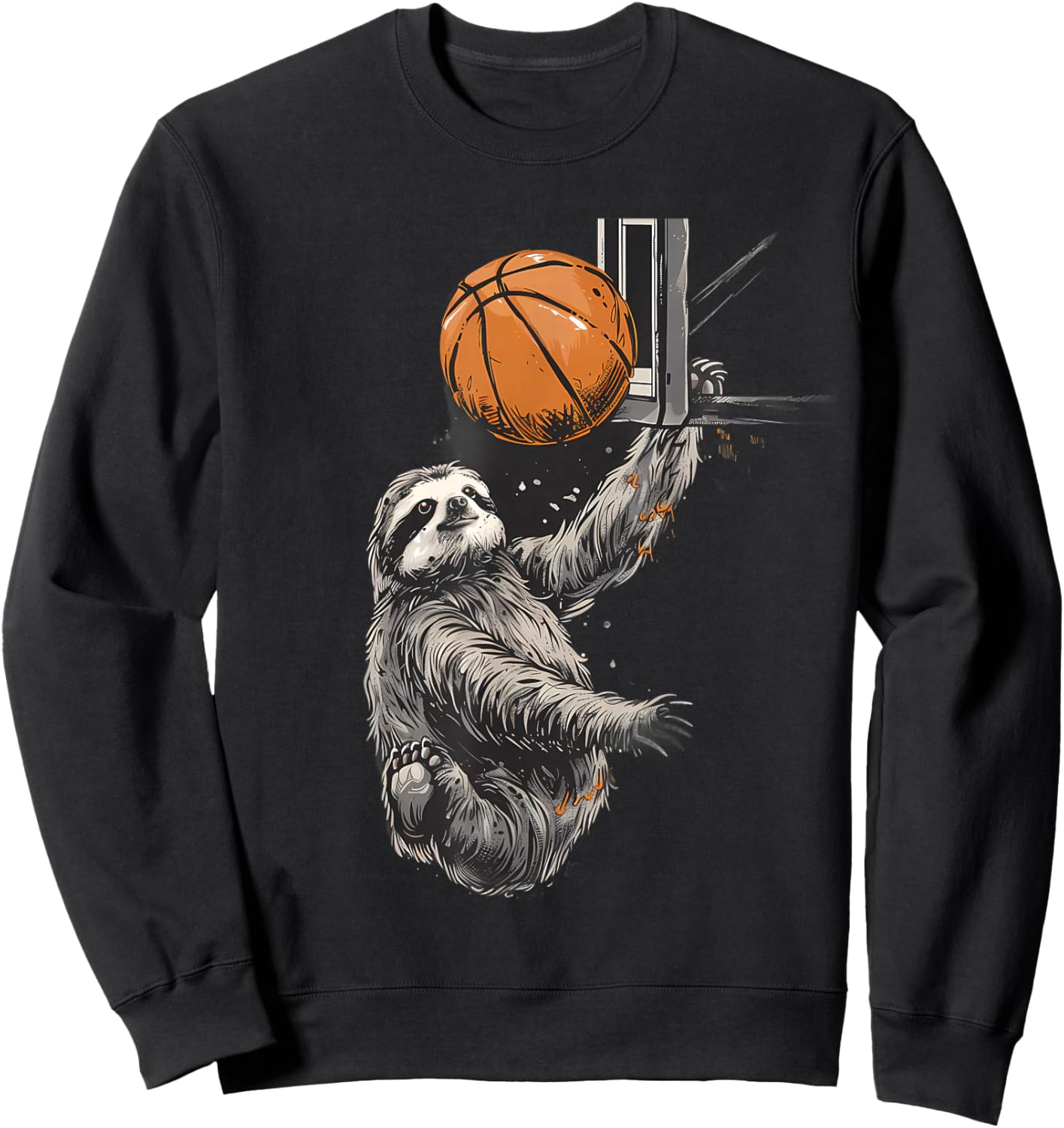 Basketball Sloth Basketball Hoop Basketball Lover Slam Dunk Sweatshirt - Sweatshirt | Black