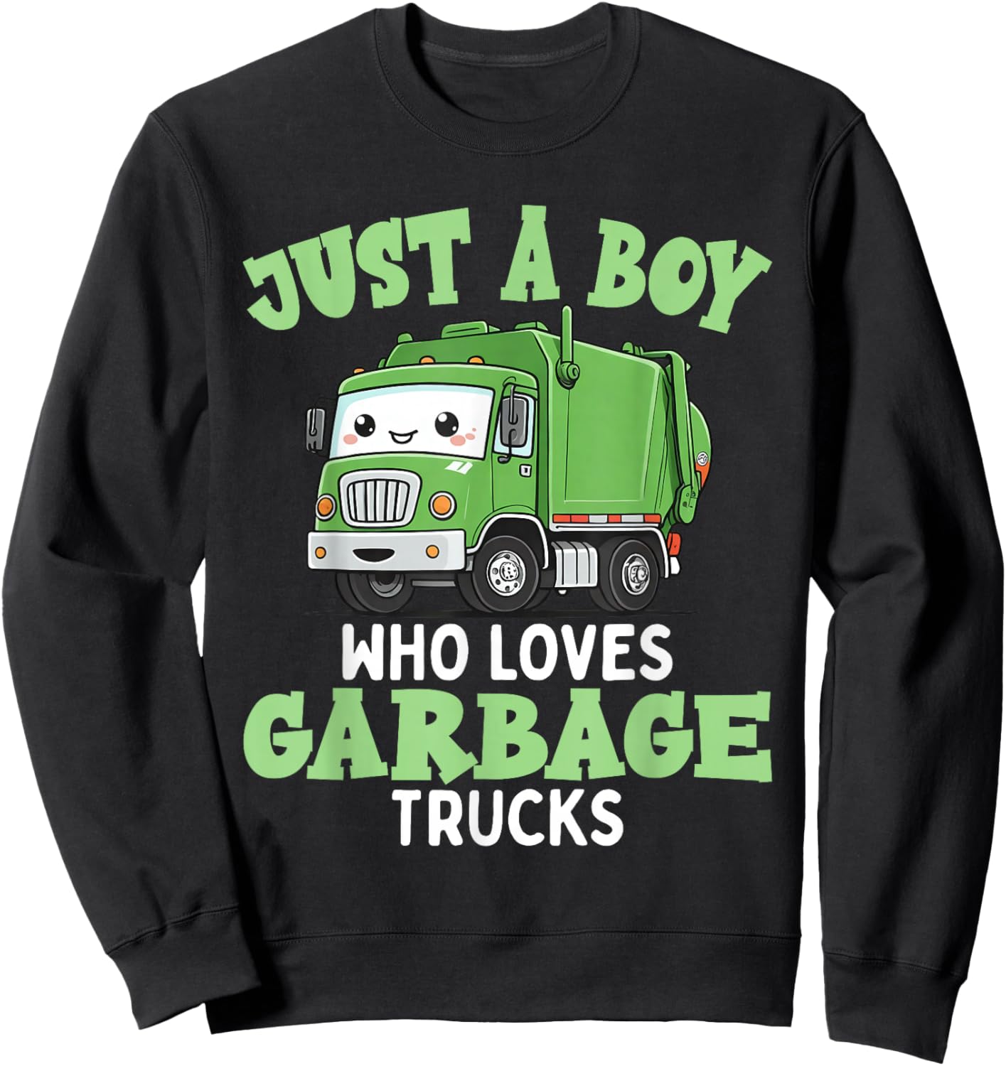 Kids A Boy Who Loves Garbage Trucks Birthday Party Toddlers Sweatshirt - Sweatshirt | Black