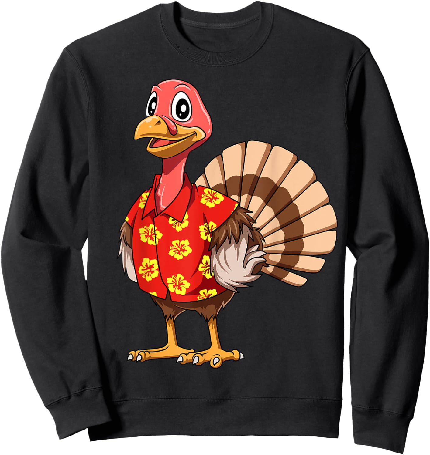 Turkey Hawaiian Thanksgiving Turkey Funny Hawaii Beach Party Men Women Kids Sweatshirt - Sweatshirt | Black