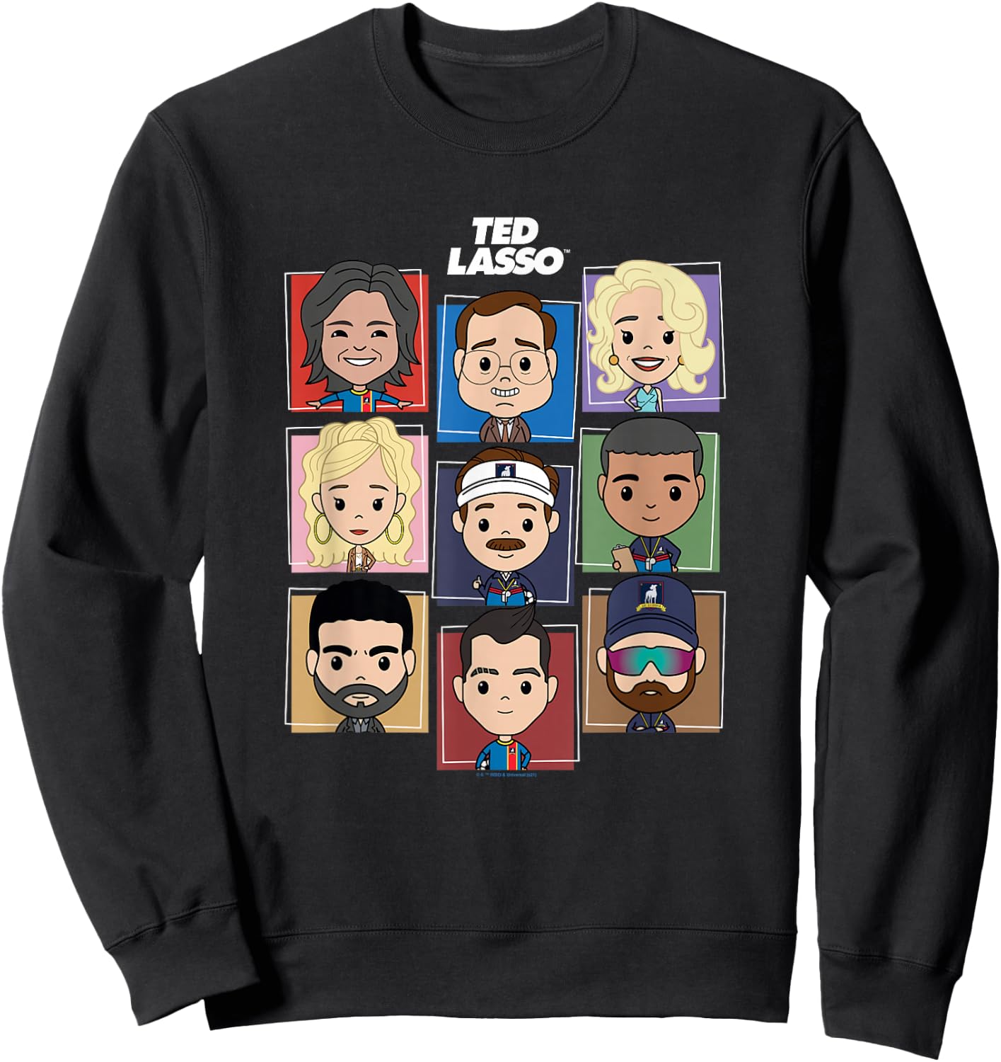 Ted Lasso Chibi Character Color Pop Box Up Portraits Sweatshirt - Sweatshirt | Black
