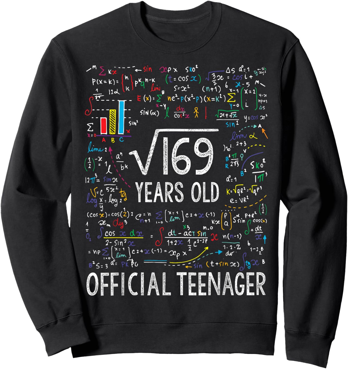 Square Root of 169 13 Years Old Official Teenager Birthday Sweatshirt - Sweatshirt | Black