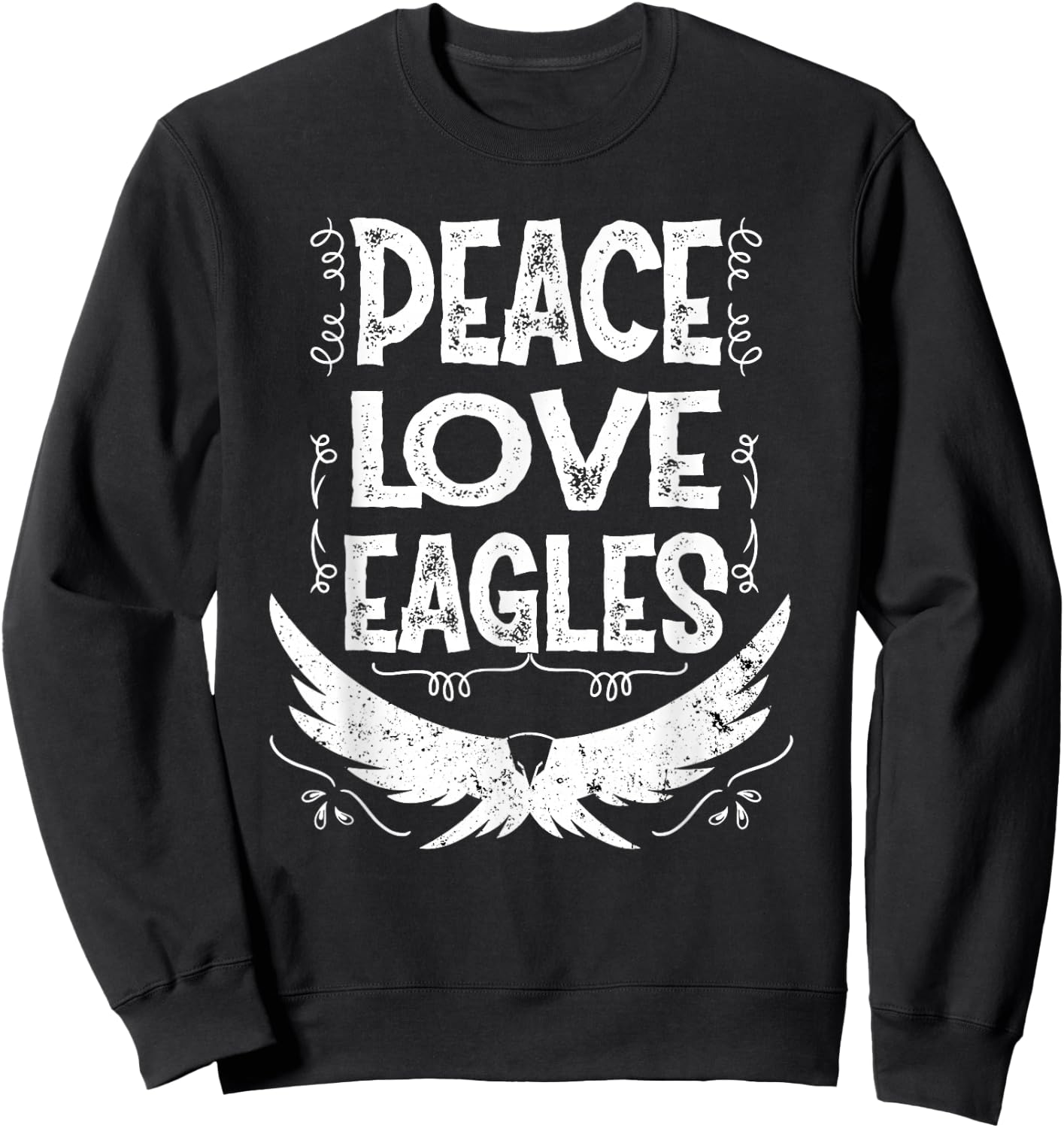 Peace Love Eagles Gift Bald Eagle Sweatshirt - Sweatshirt | Black